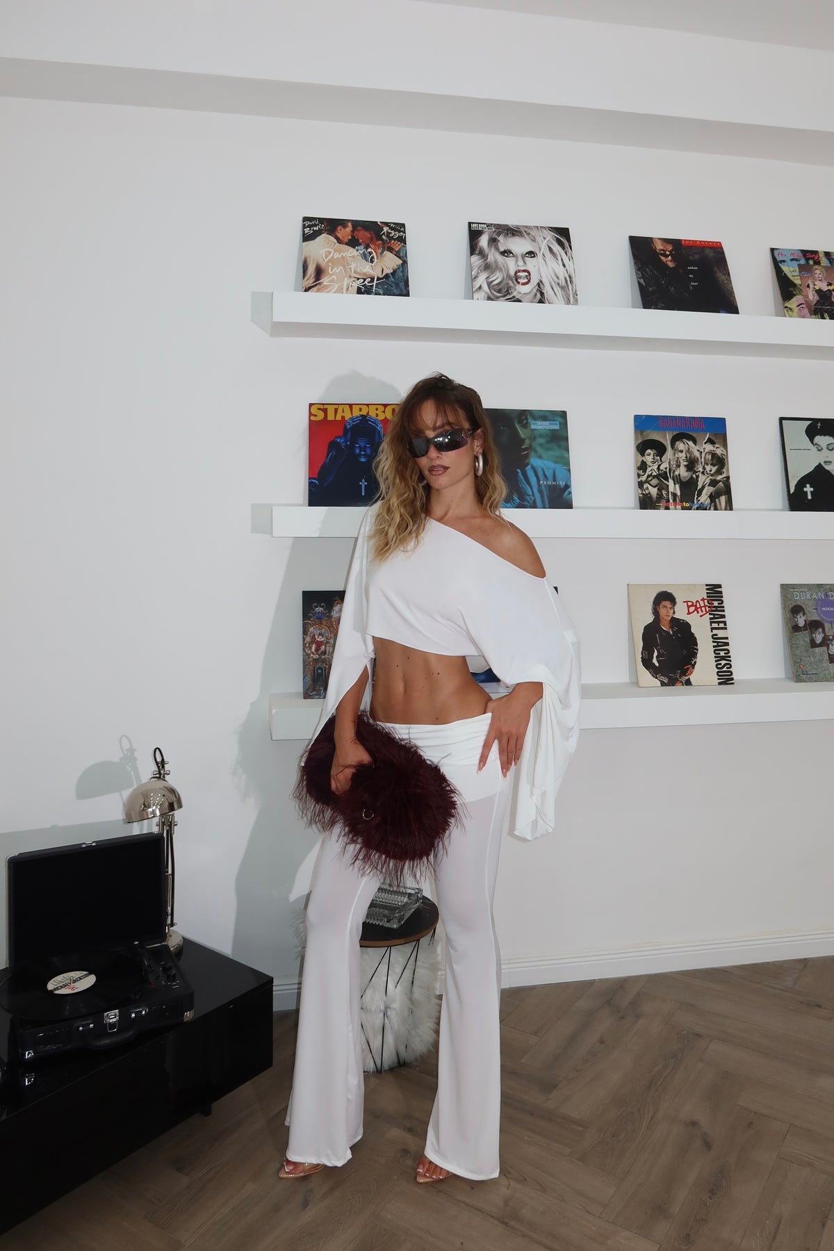 White RUCHED bodysuit