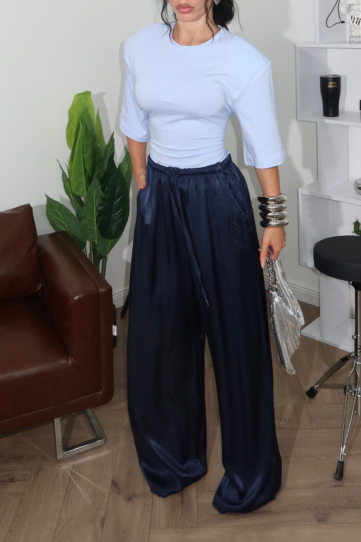 Pants SATIN blu