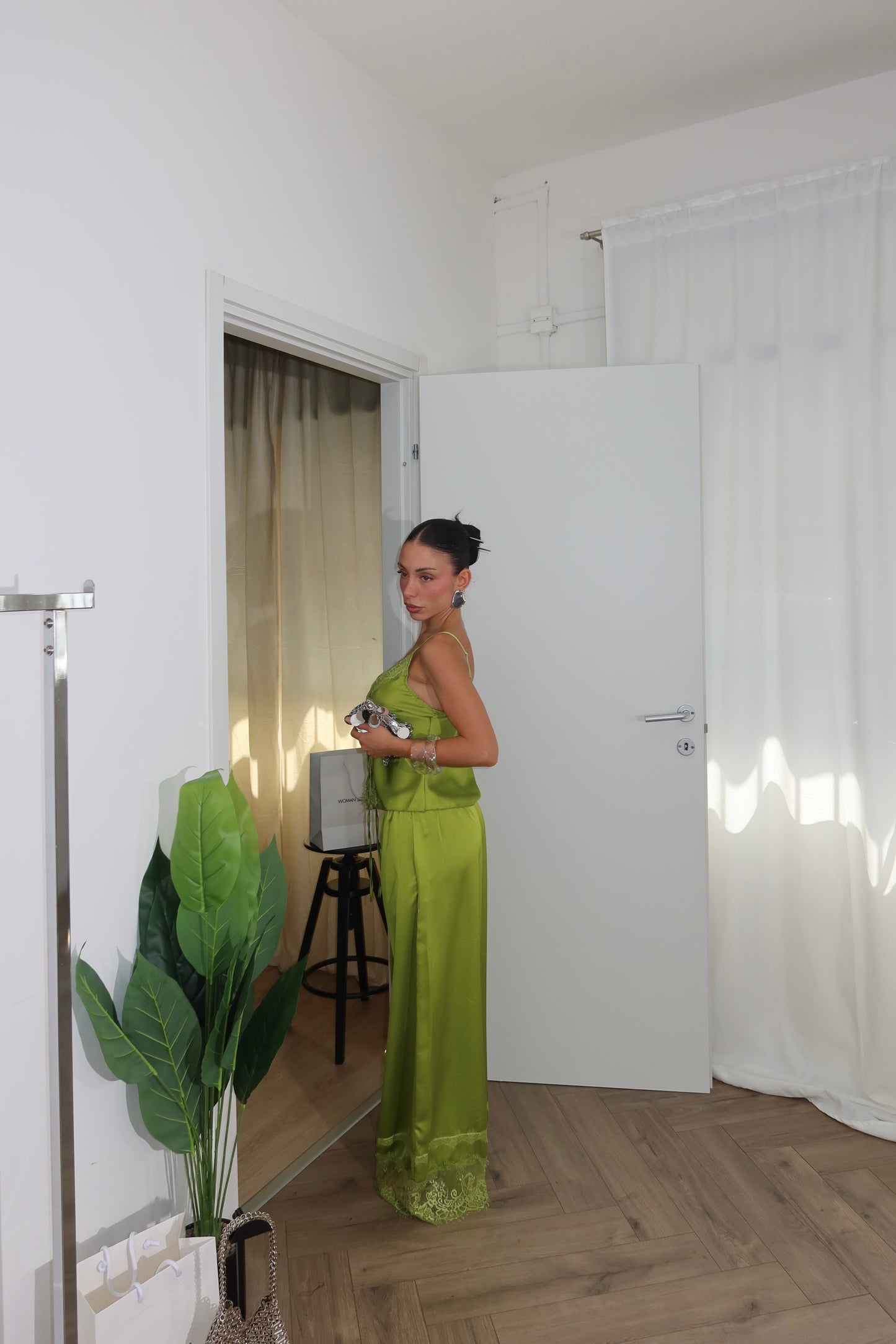 Cordset LOVER IN PIZZO verde acido