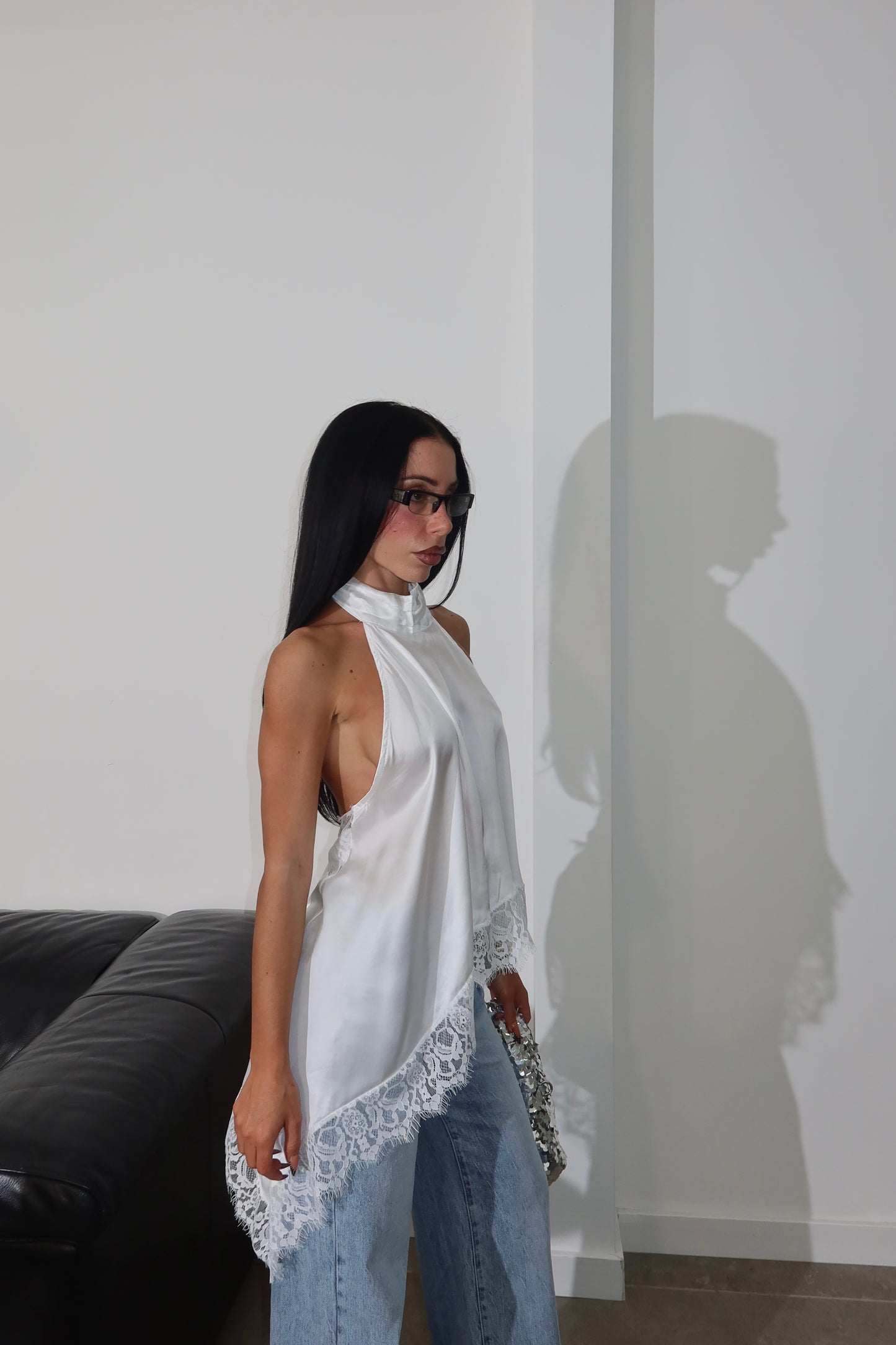 Maglia RASO E PIZZO bianca