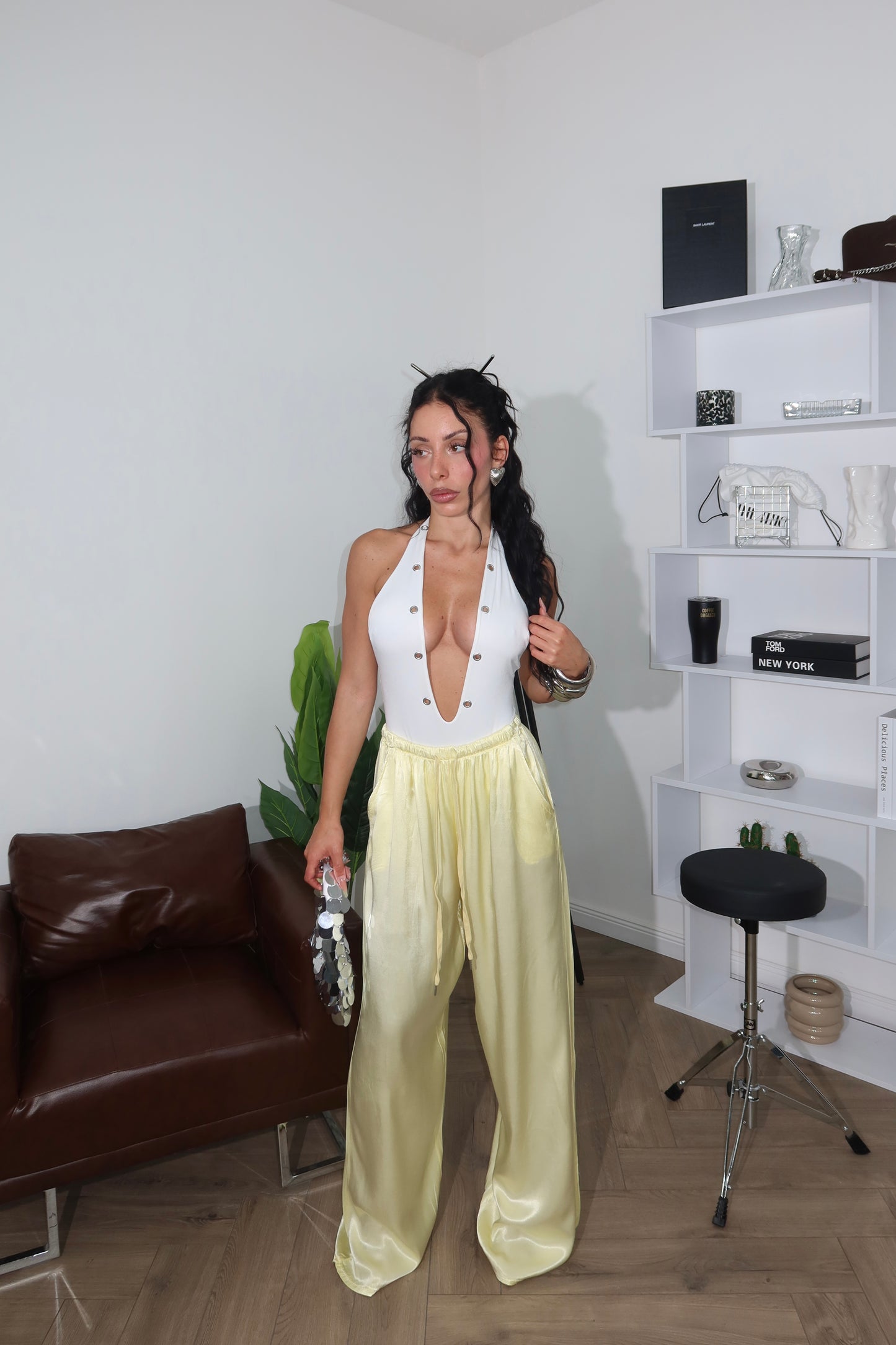 Pants SATIN giallo