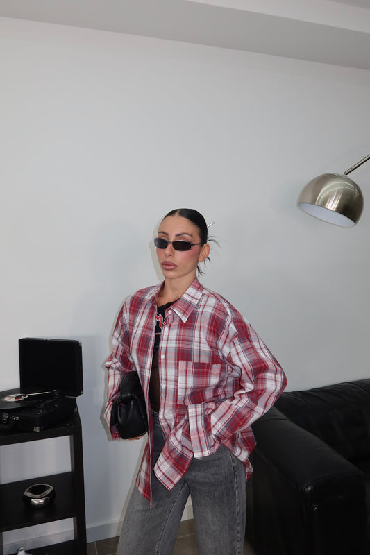 Camicia TOBY bordeaux/bianca