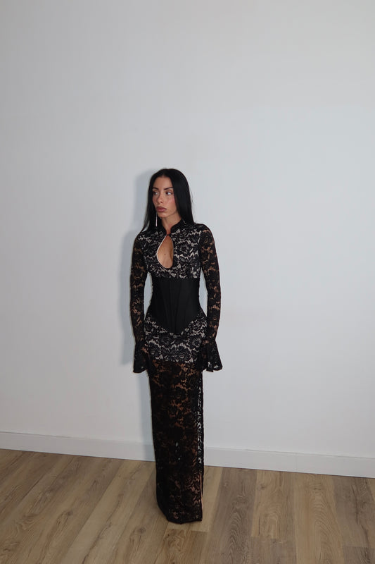 LongDress FUEGO BUSTINO nero