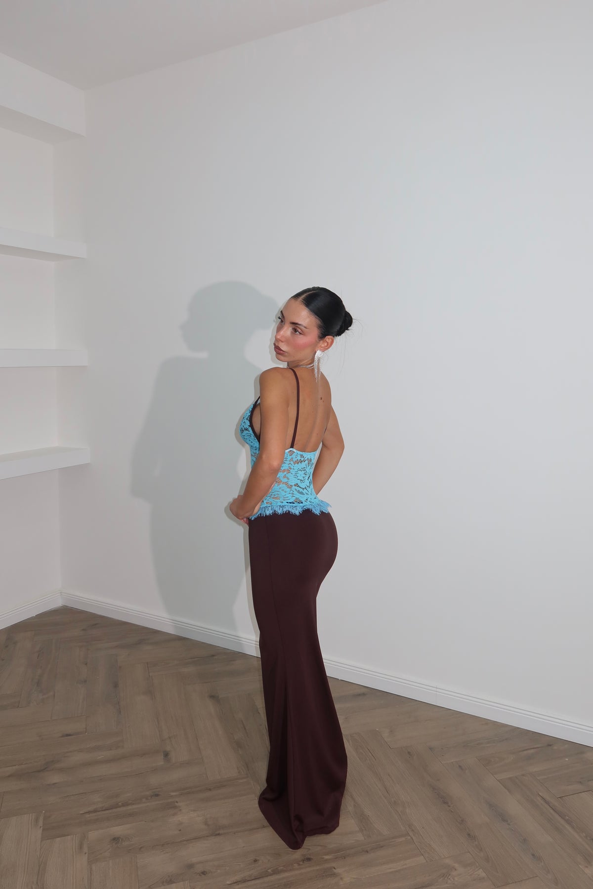 LongDress PARK chocolate/light blue