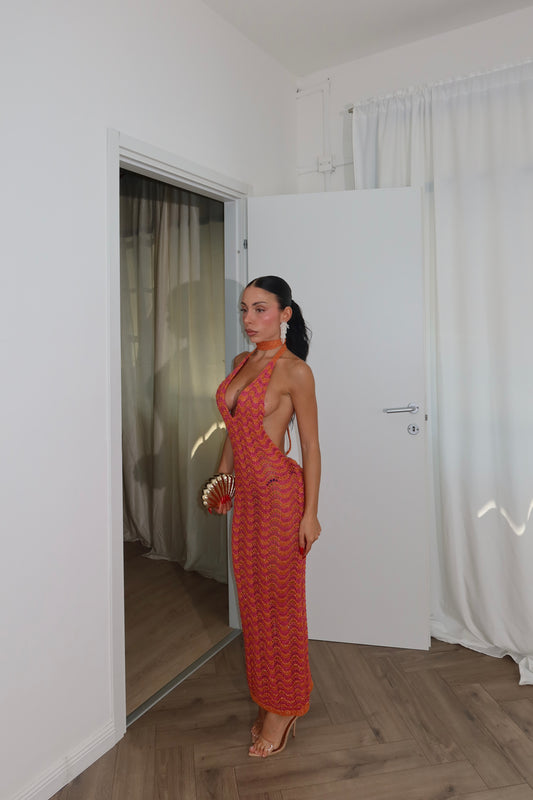 LongDress MANDY arancio/rosa