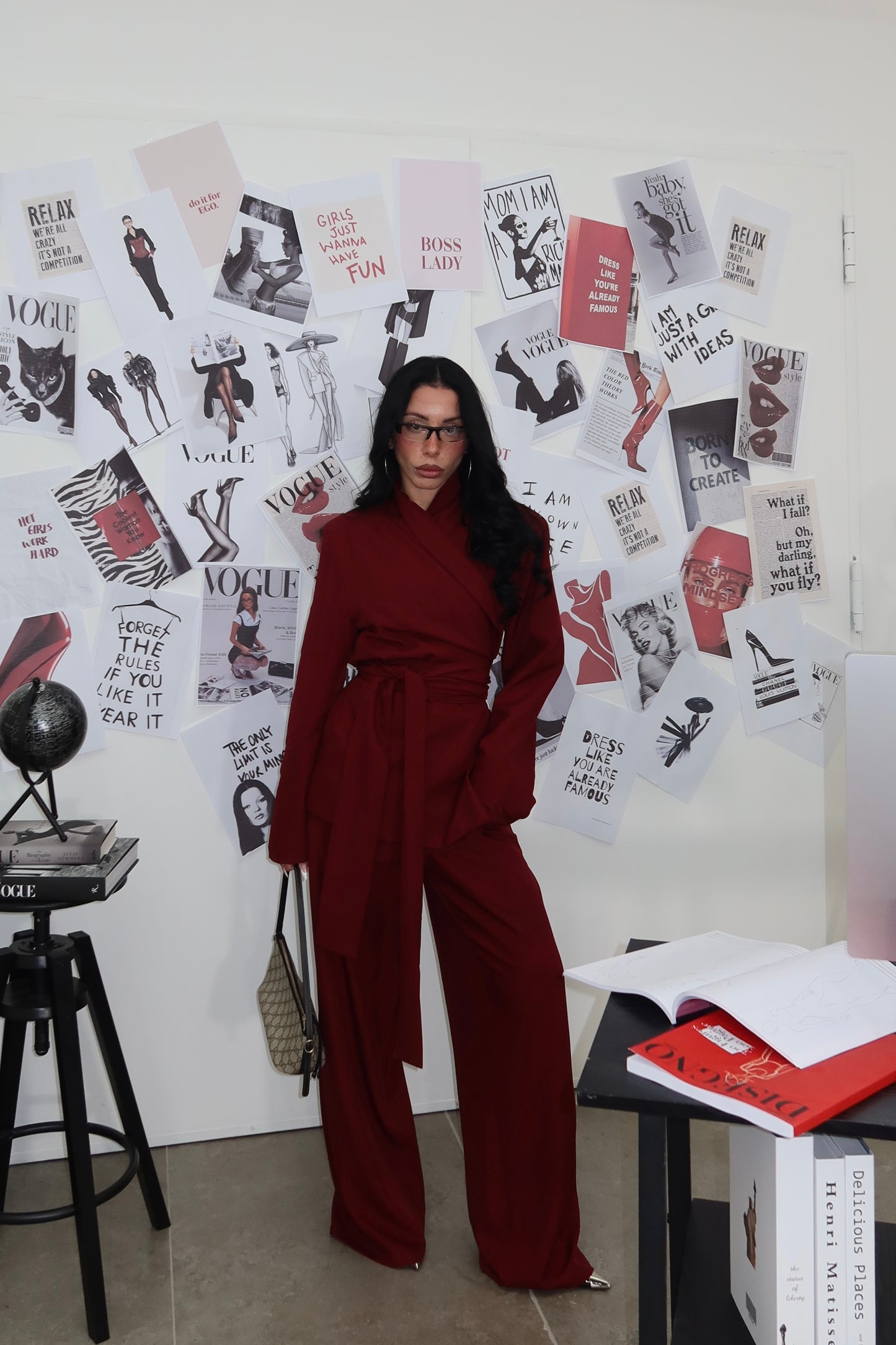 Tailleur KIMONO bordeaux