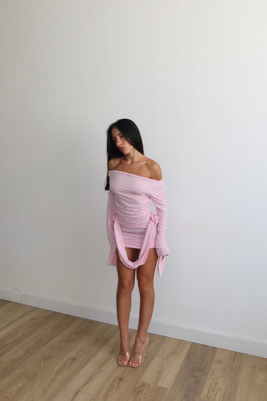 Dress LATERAL ROSES rosa