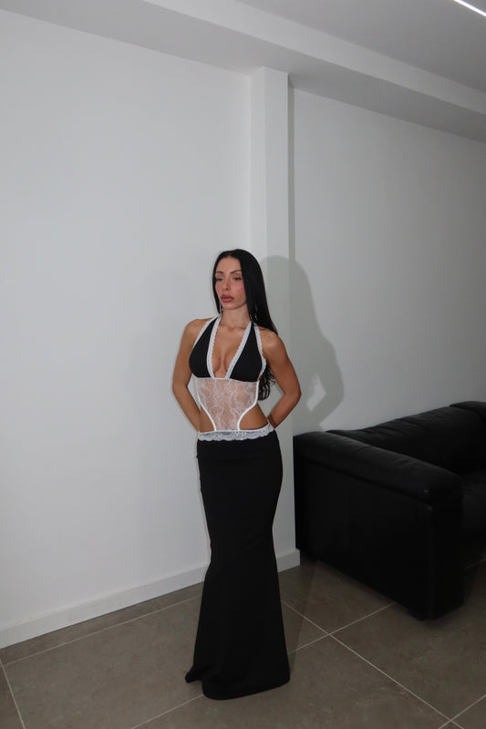 LongDress HILARY nero/bianco