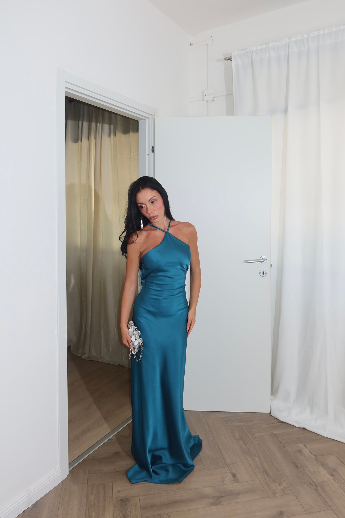 LongDress DIVINITÀ RASO ottanio