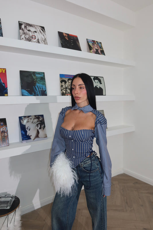 Camicia WING CROP blu