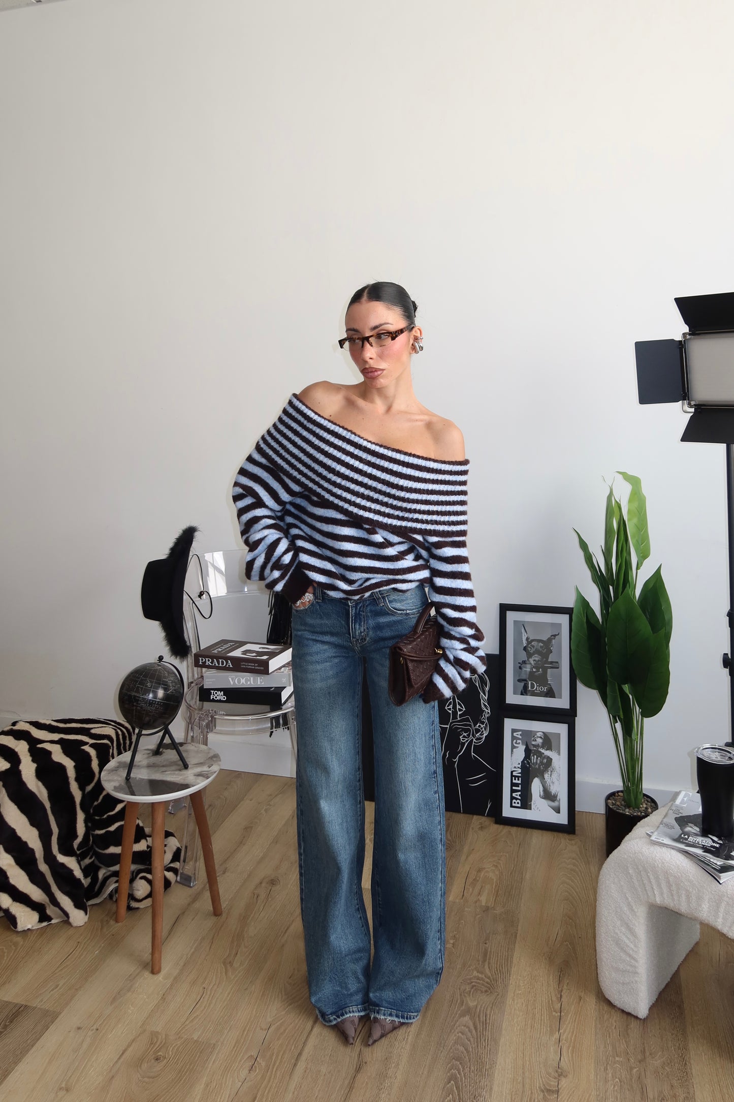 Maglione ELLY A RIGHE azzurro