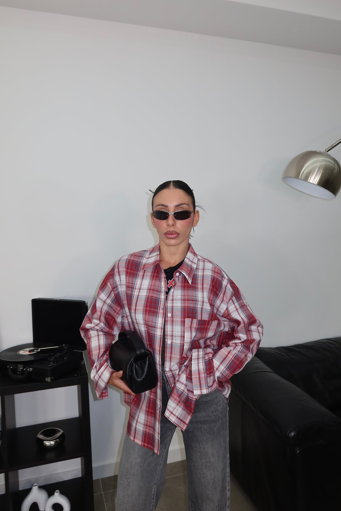 Camicia TOBY bordeaux/bianca