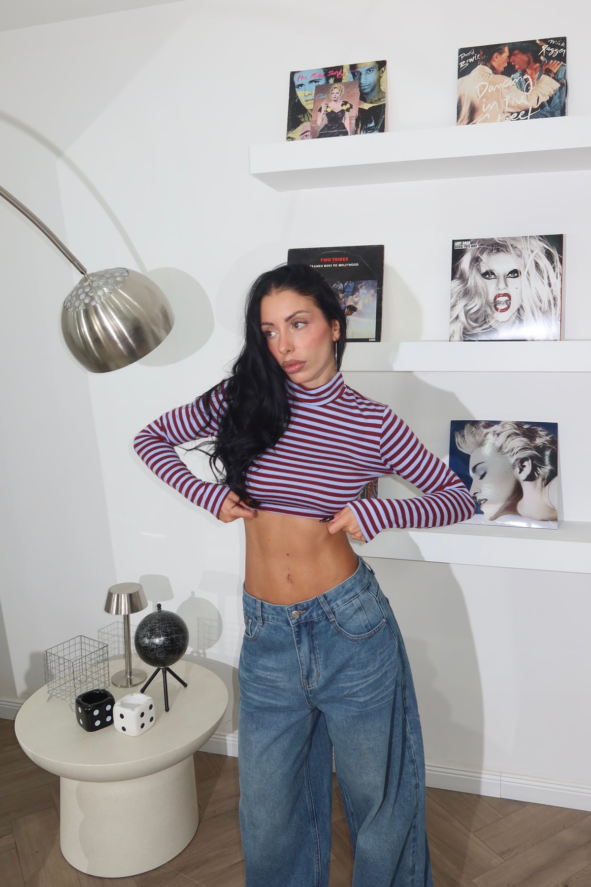 Maglia FREE CROP azzurro/choco
