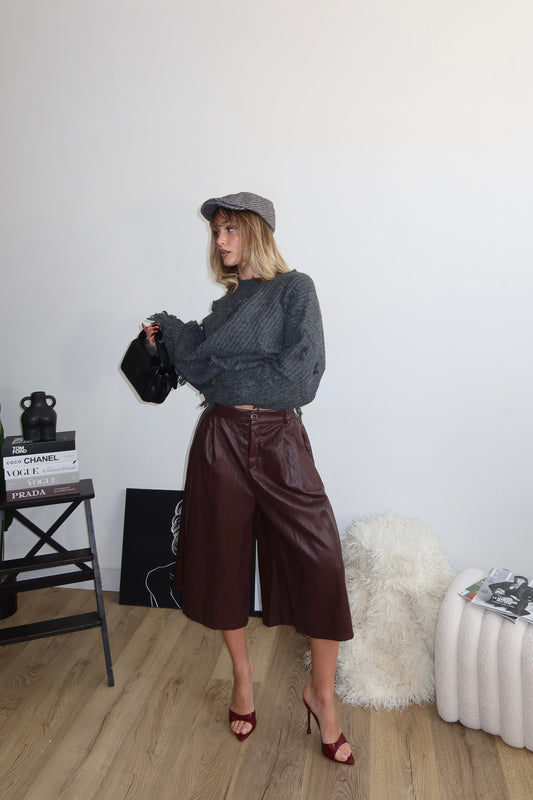 Bermuda IN PELLE bordeaux