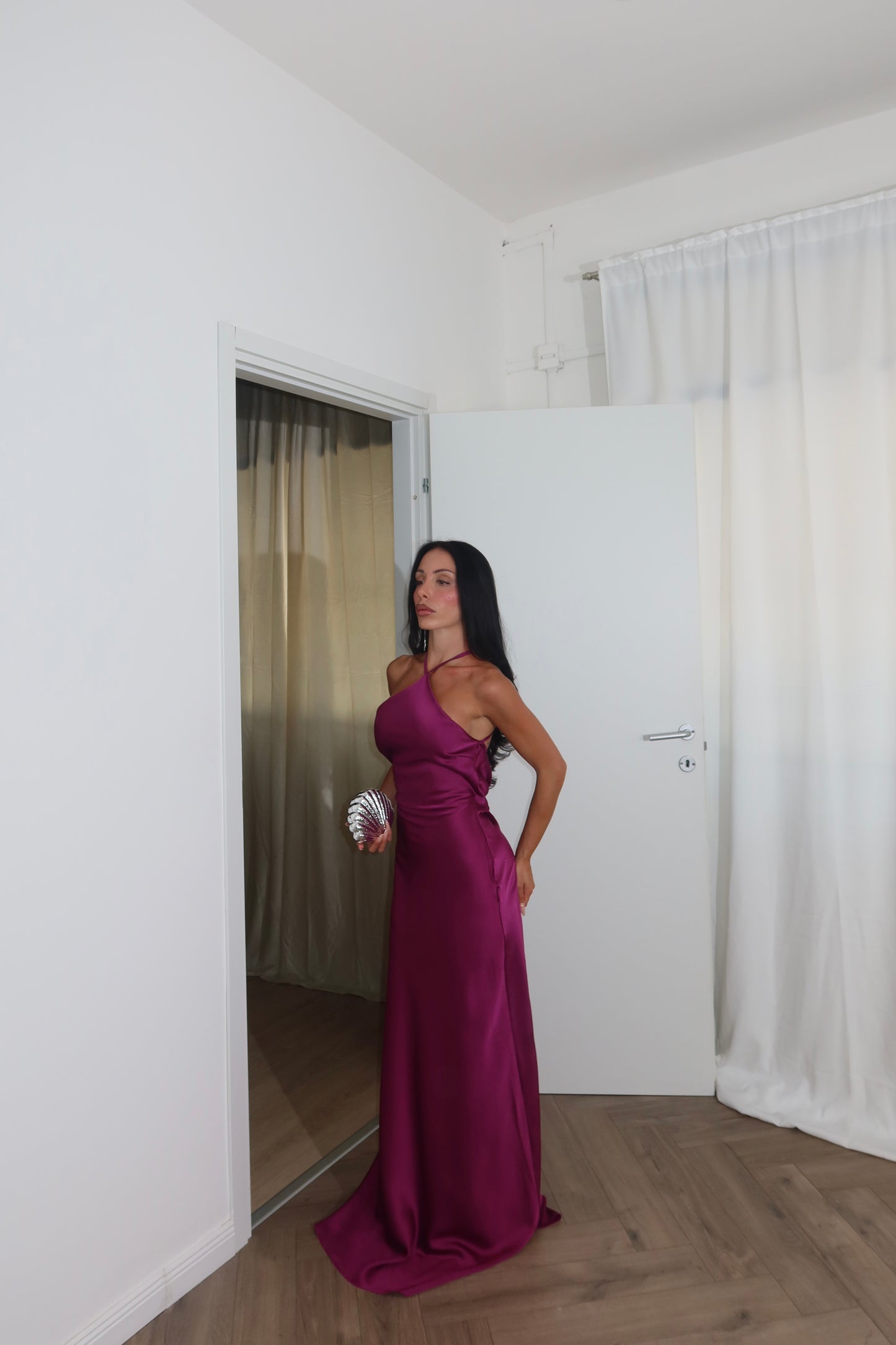 LongDress DIVINITÀ RASO magenta