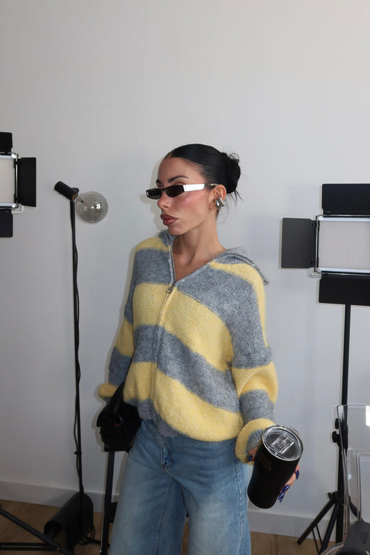 Cardigan STRIPES grigio