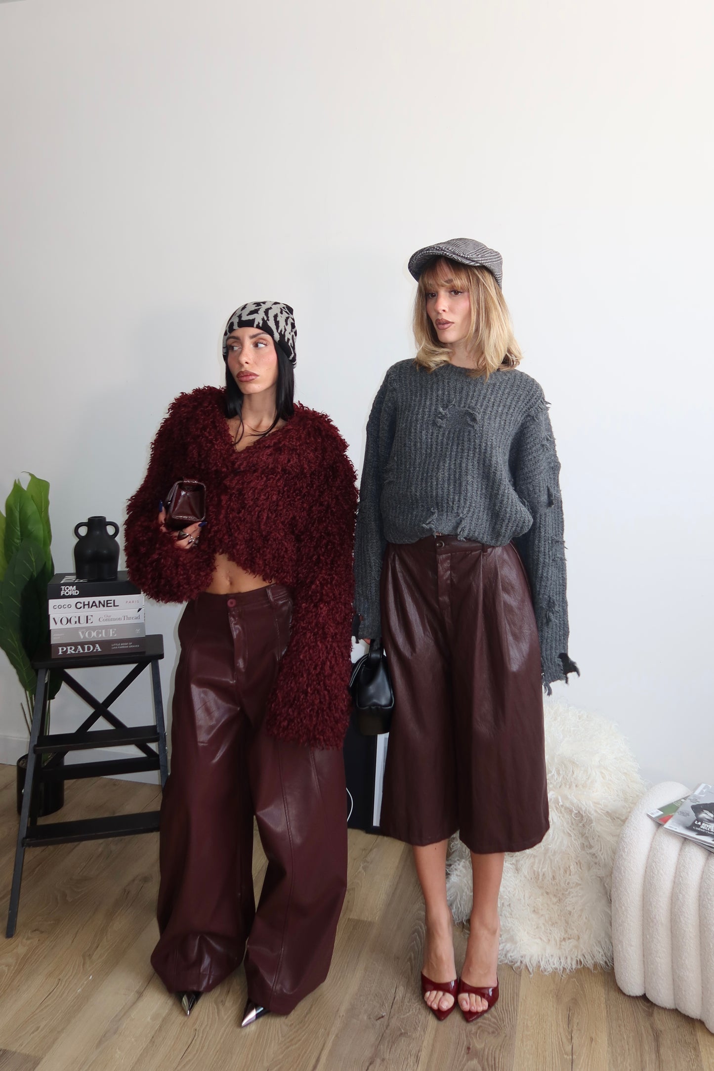 Bermuda IN PELLE bordeaux