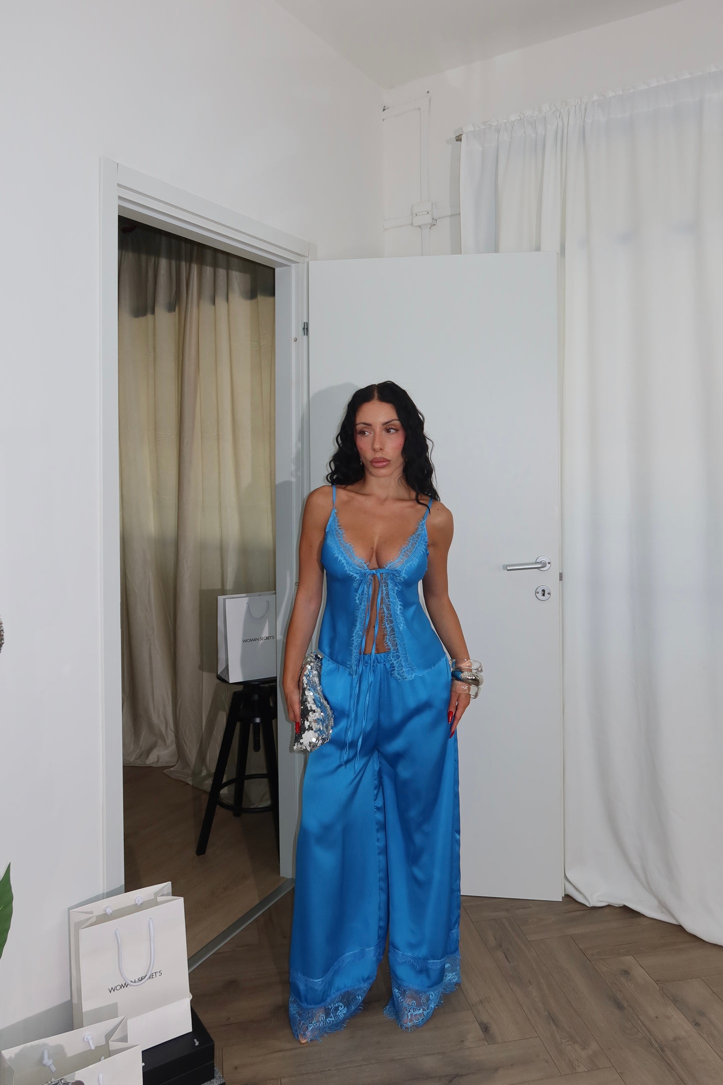 Cordset LOVER IN PIZZO azzurro