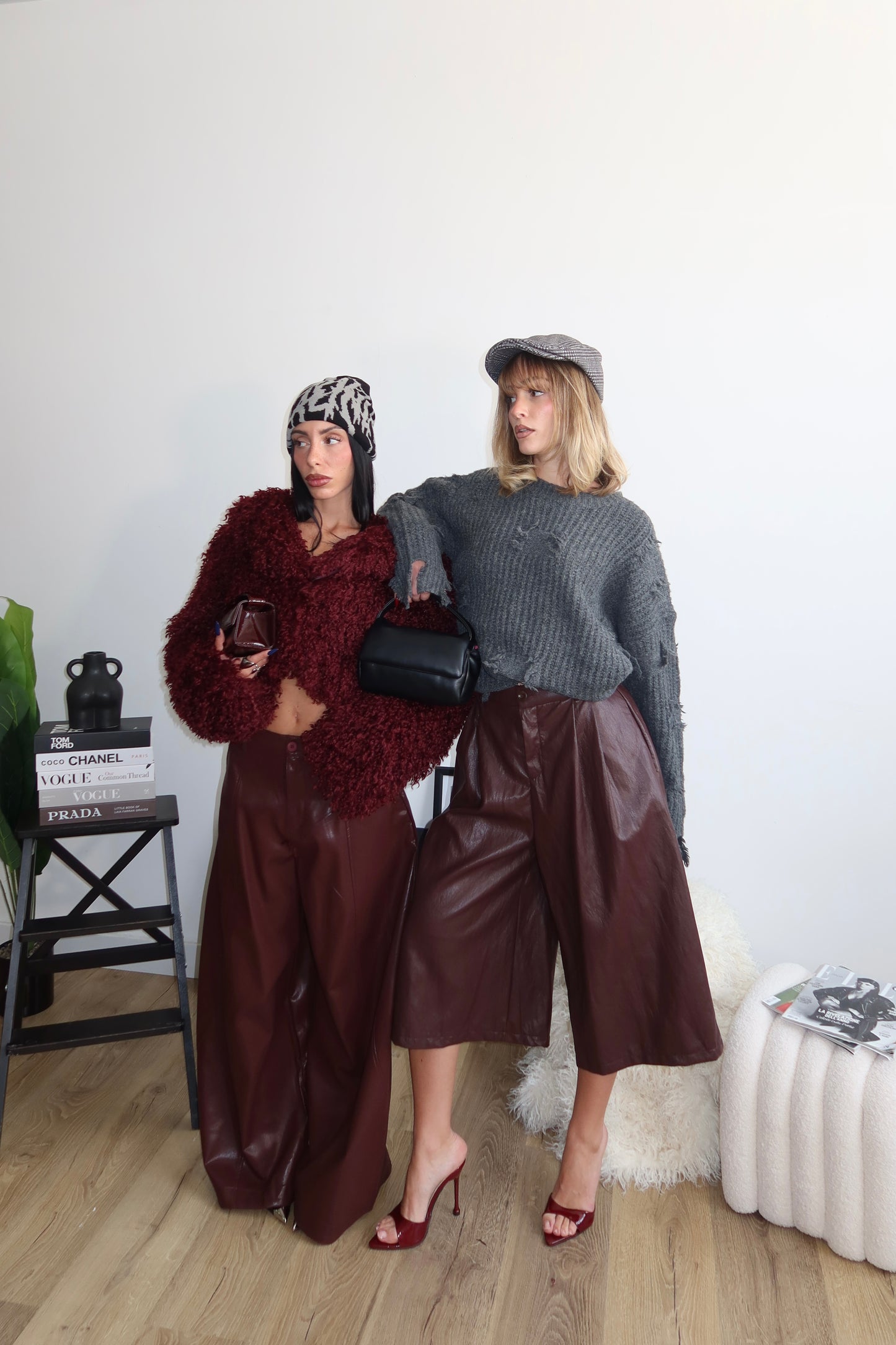 Bermuda IN PELLE bordeaux