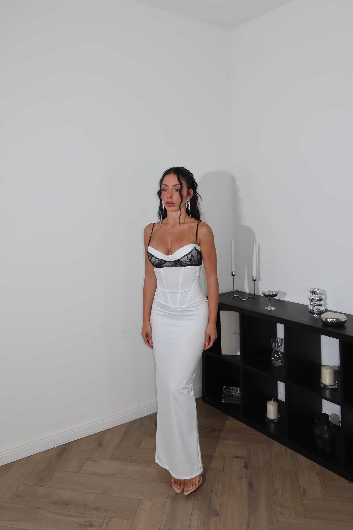 Longdress BRA nero/bianco