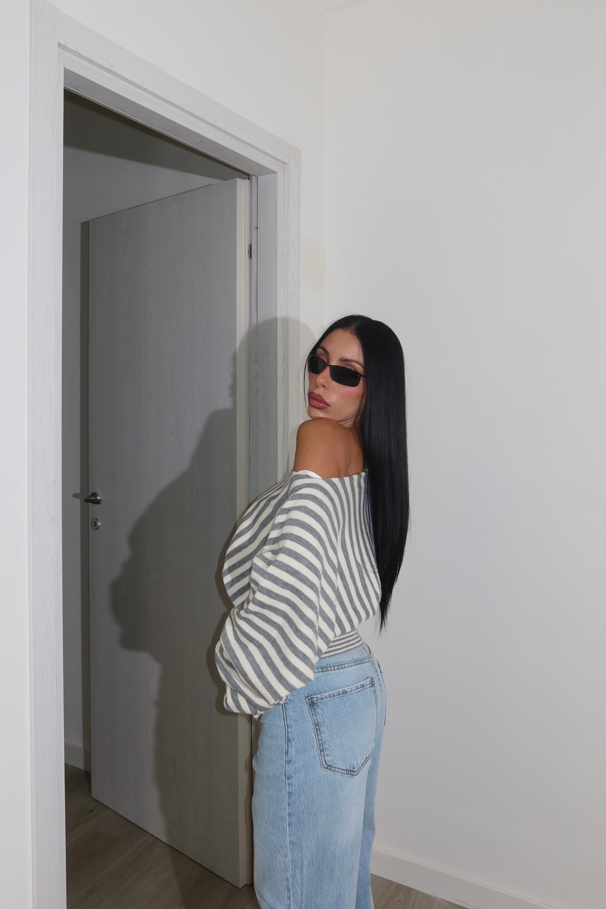 Pull MARTY grigio/bianco