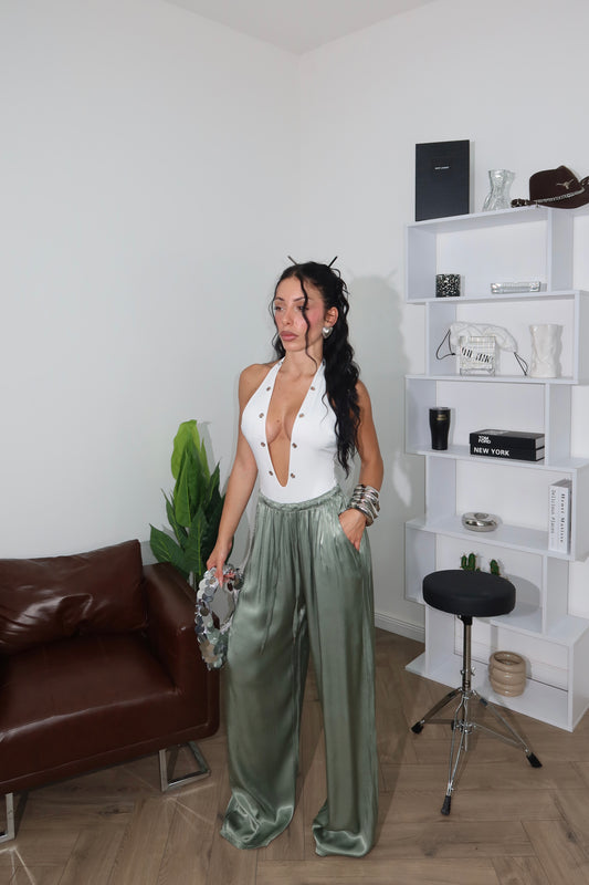 Pants SATIN verde militare