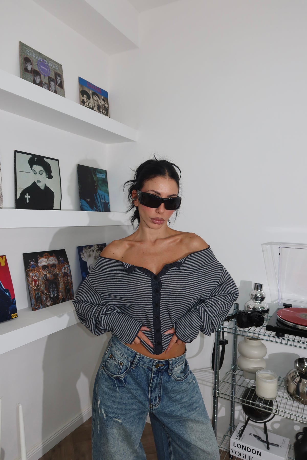 Maglione NET nero/grigio