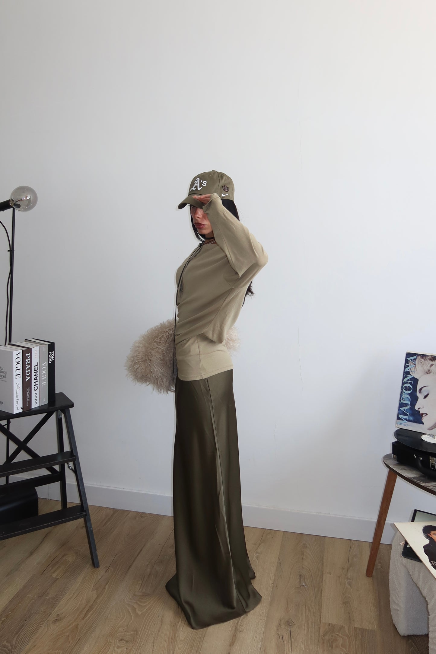 Longuette IN RASO verde militare
