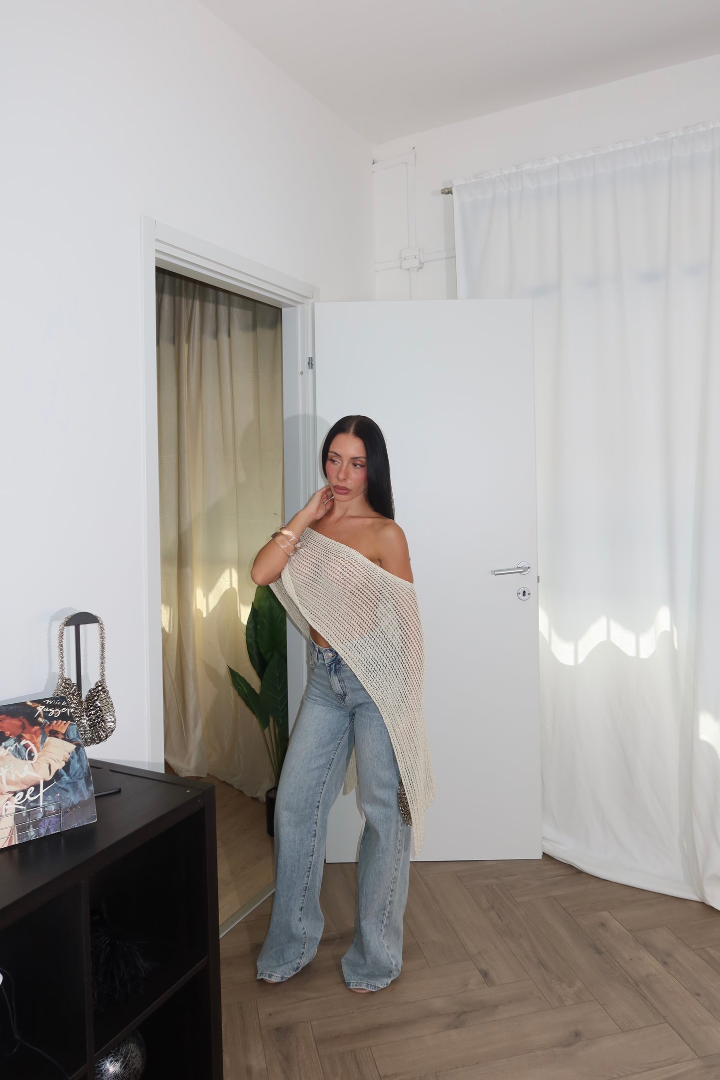 Maglia A RETE beige