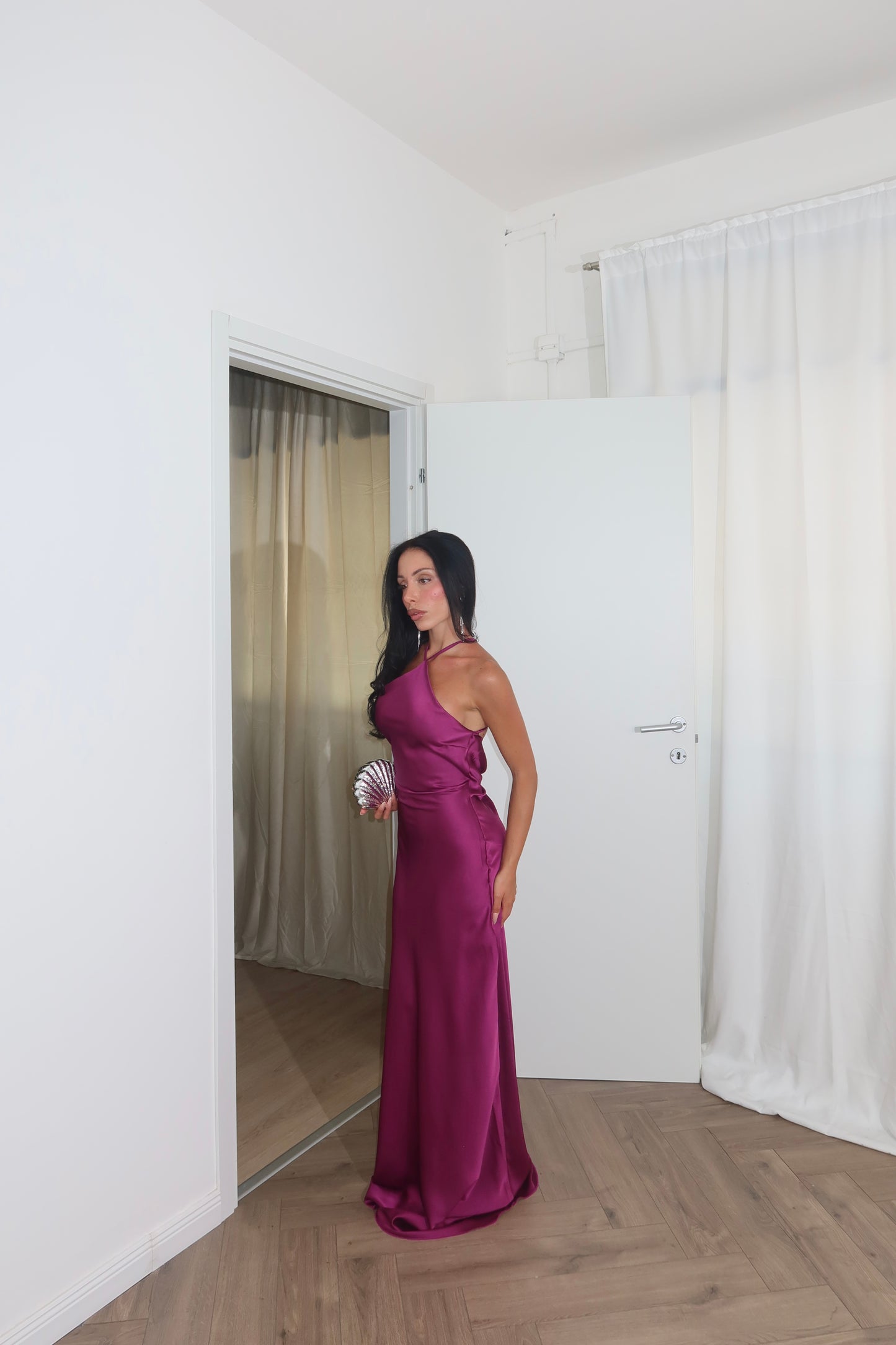 LongDress DIVINITÀ RASO magenta