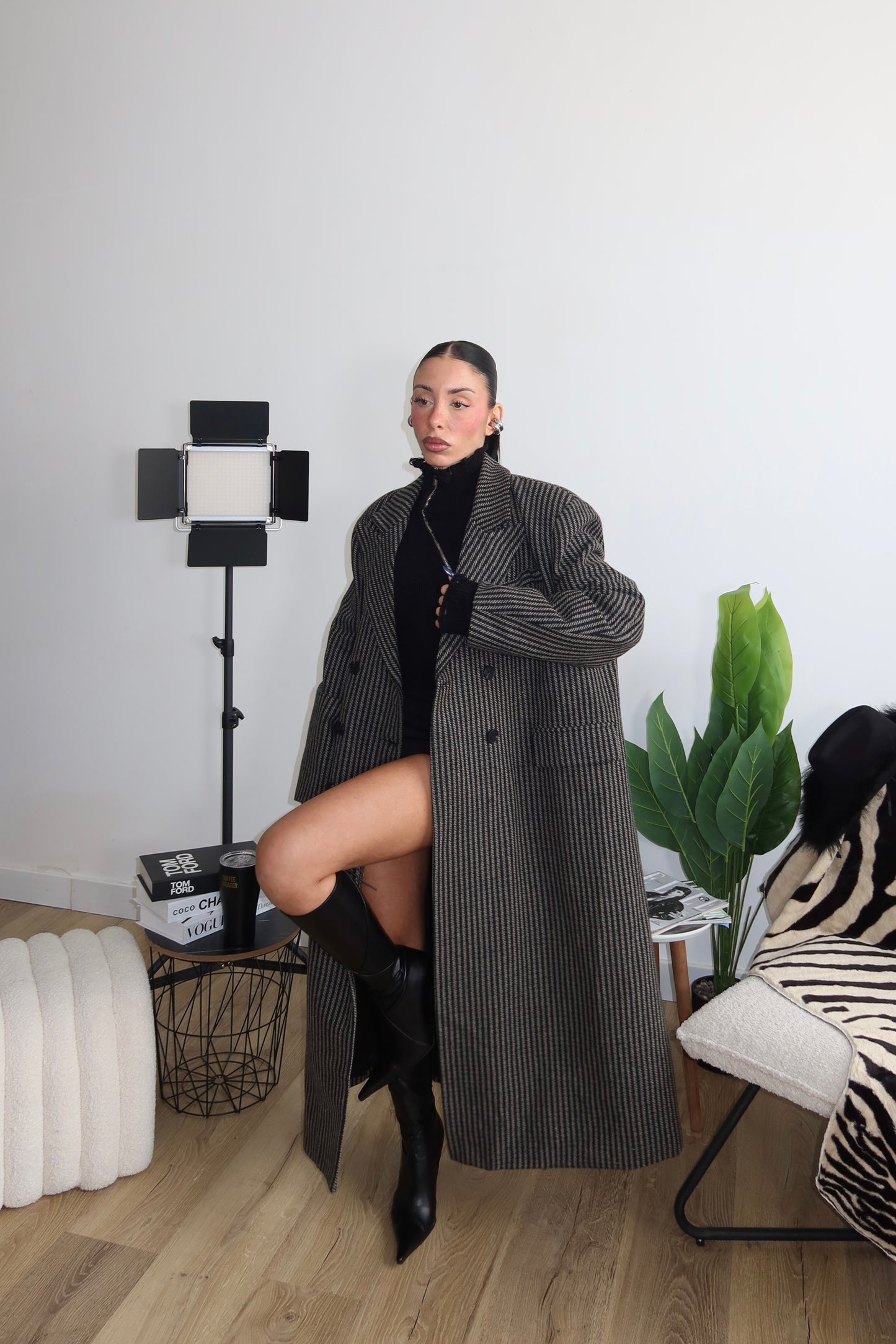 Coat PIED DE POULE fango/verde