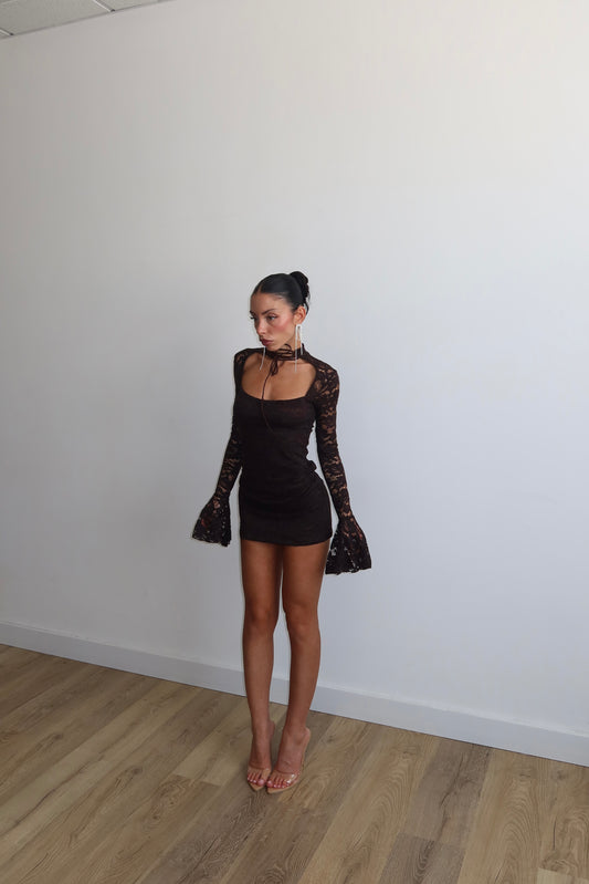 MiniDress ALL LACES choco