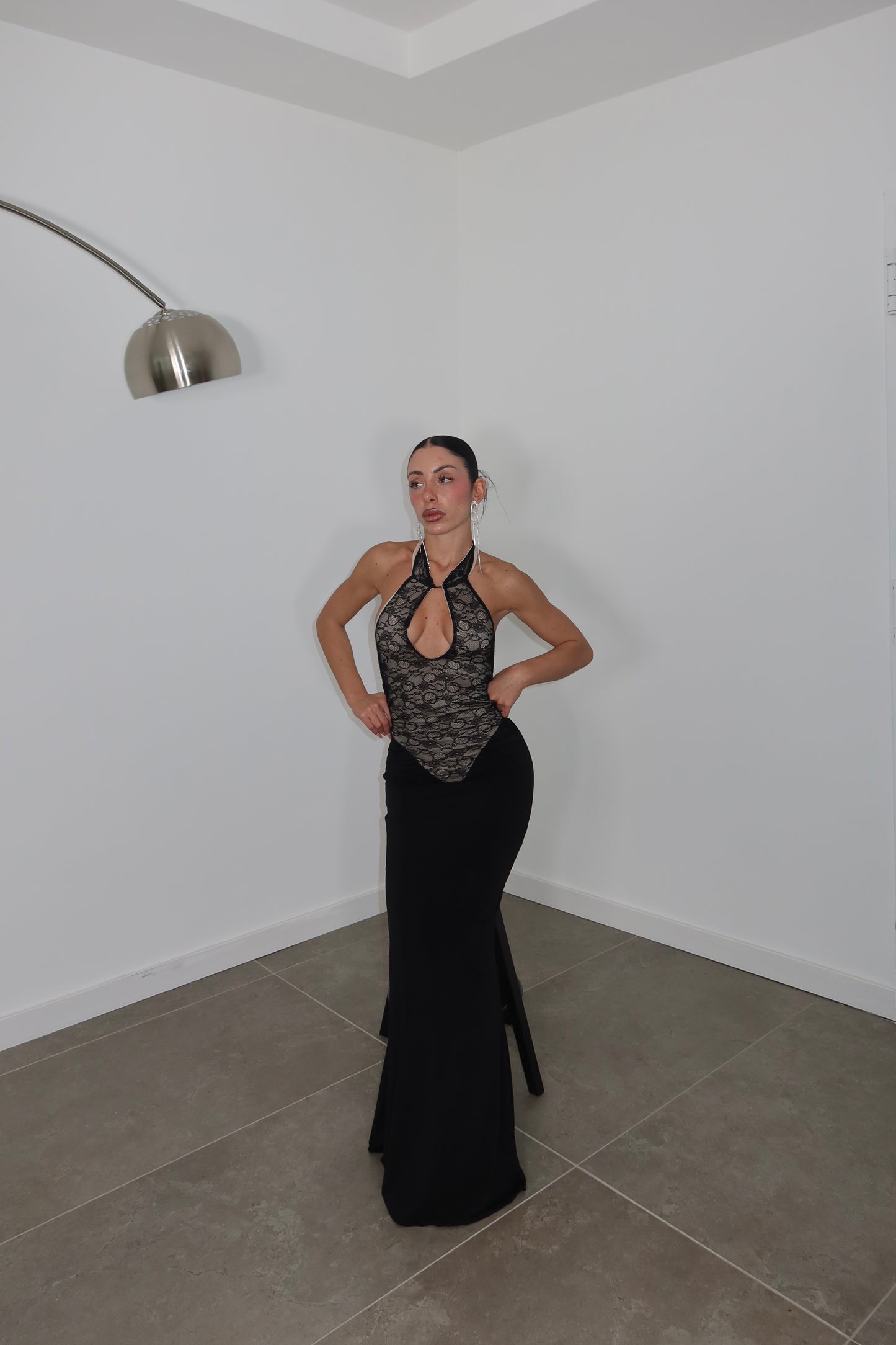 LongDress BARBADOS nero/nude