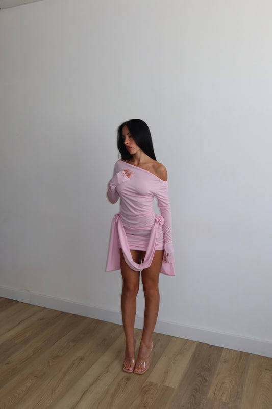 Dress LATERAL ROSES rosa