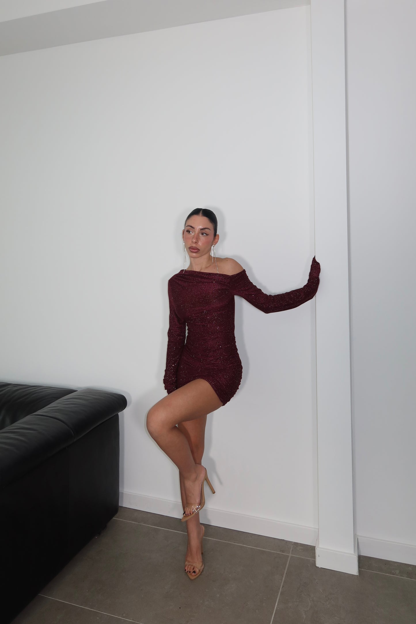 MiniDress KIM LUREX wine