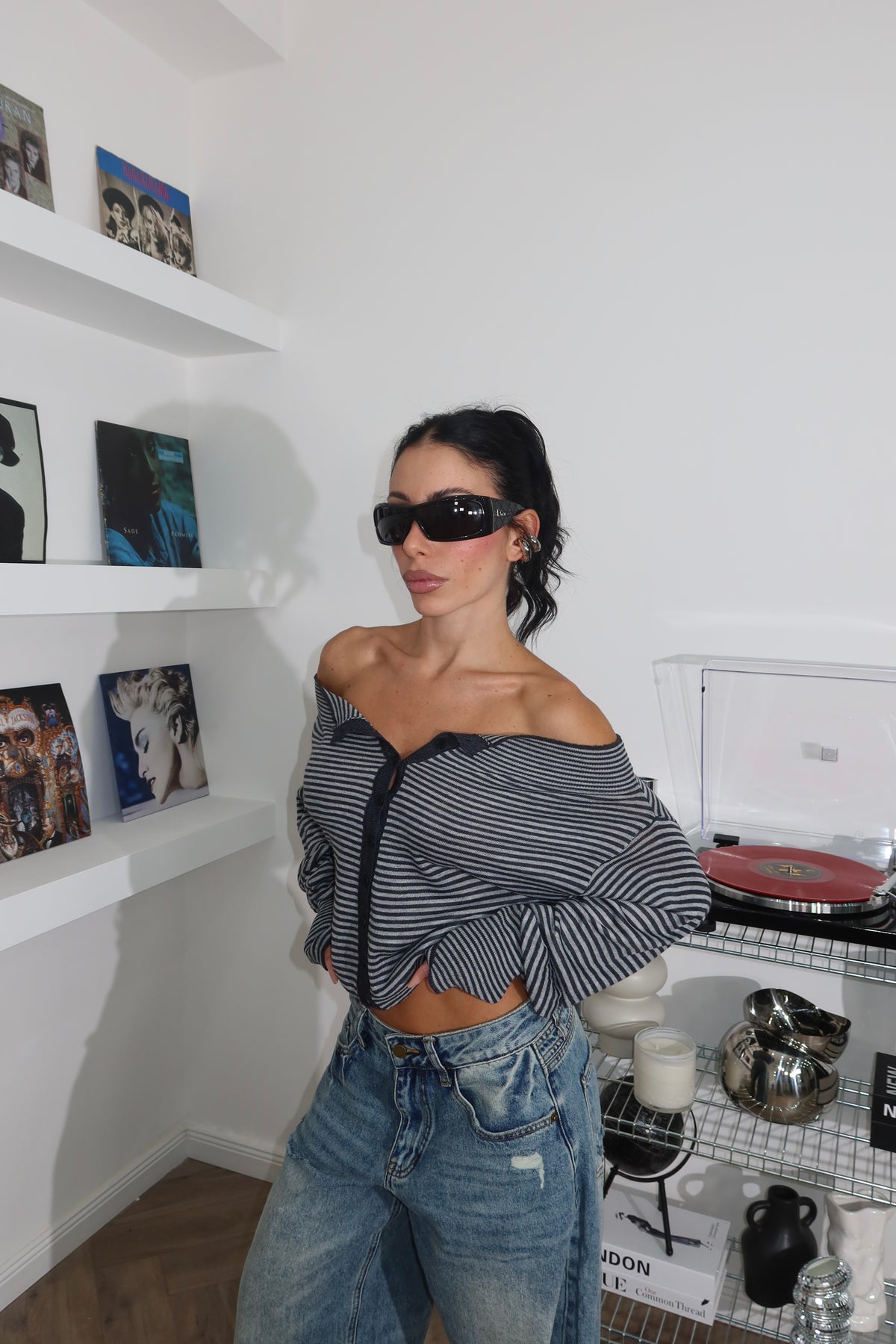 Maglione NET nero/grigio