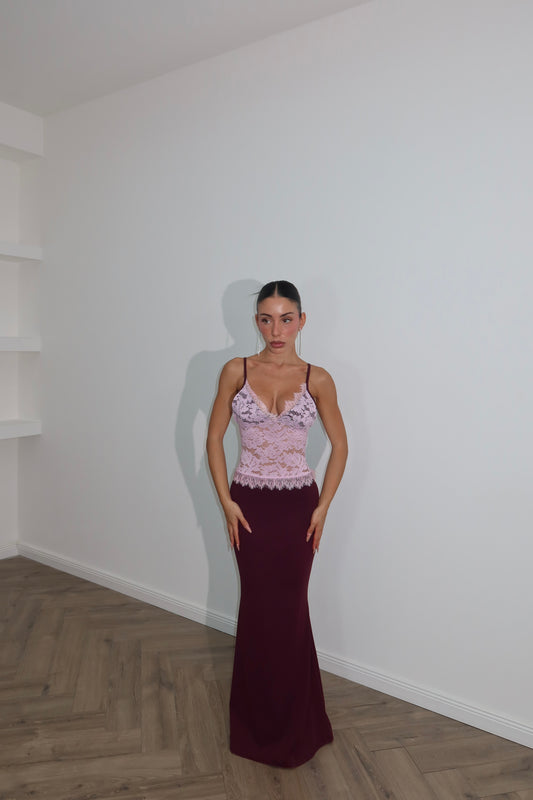 LongDress PARK burgundy/pink