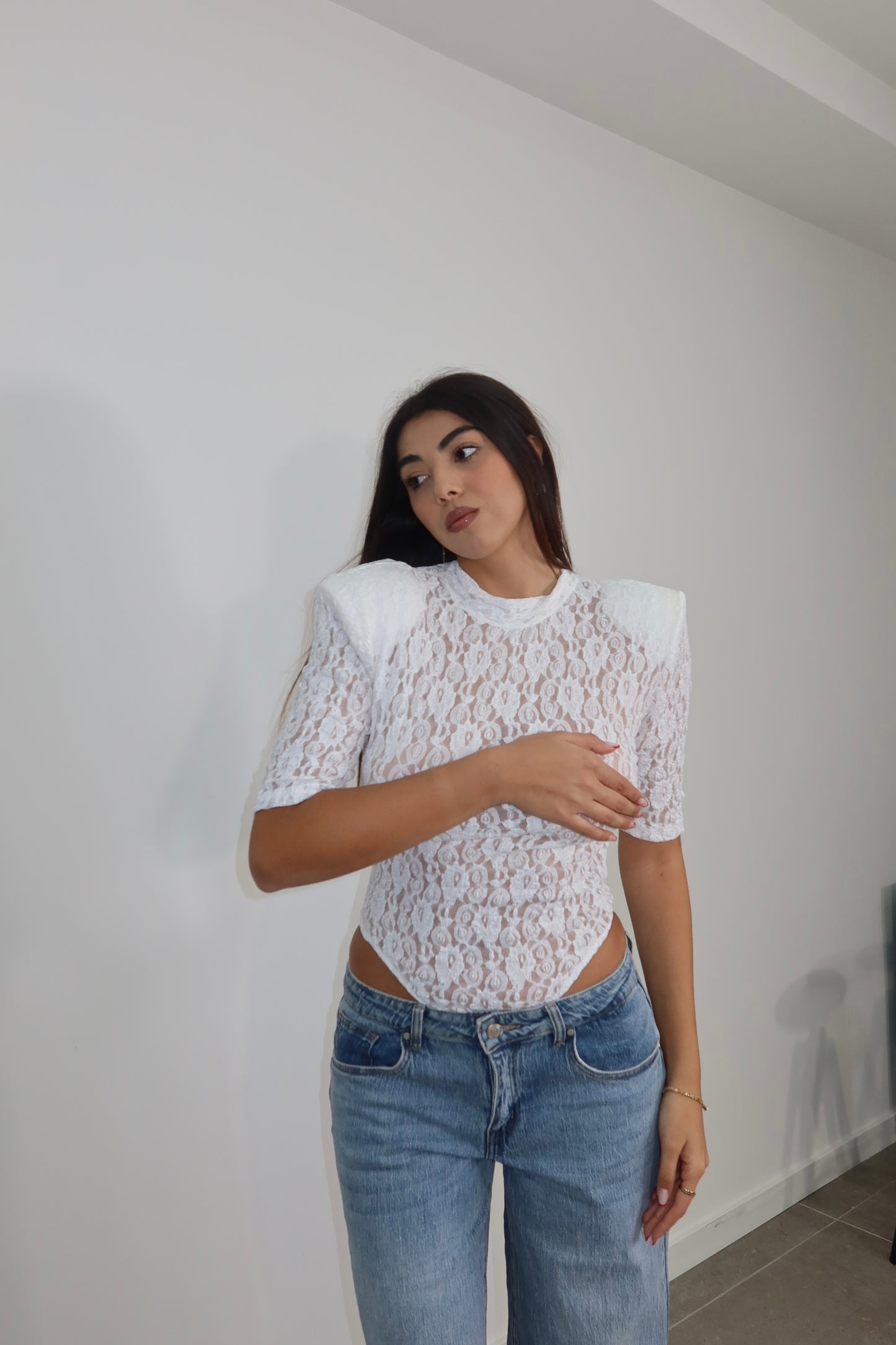 Body TOTALMENTE IN PIZZO bianco