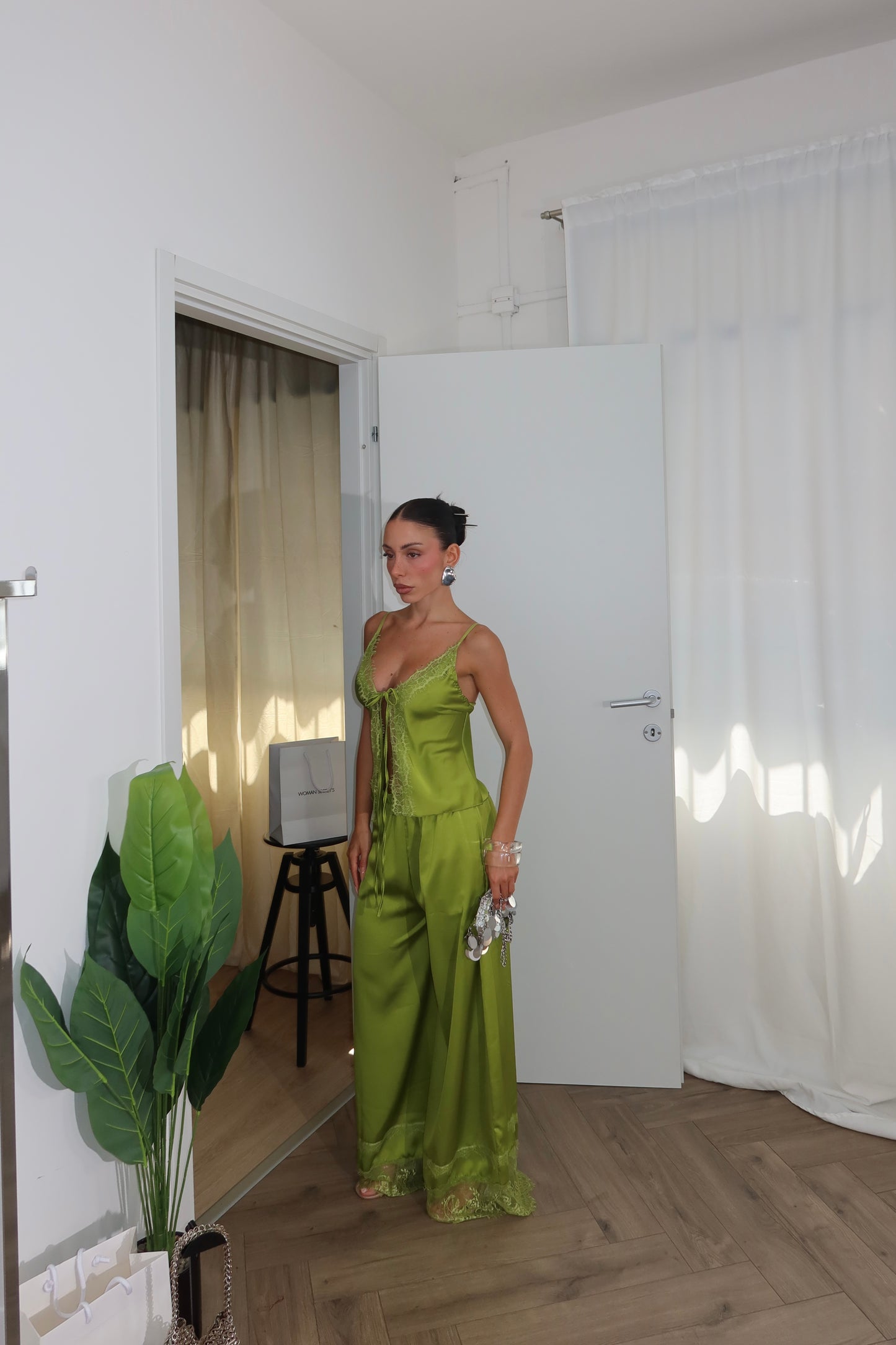 Cordset LOVER IN PIZZO verde acido