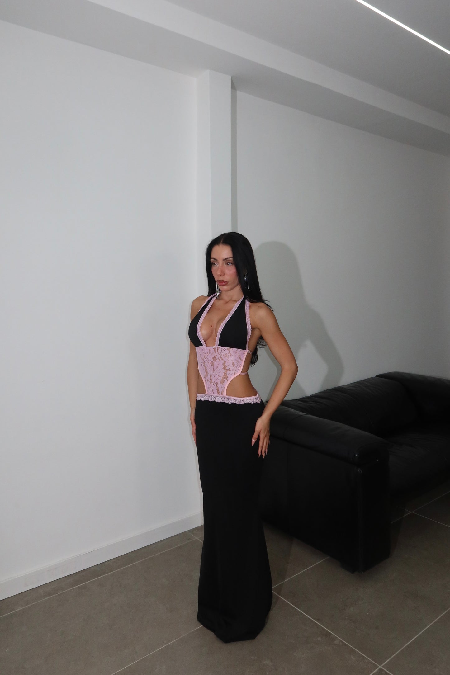 LongDress HILARY nero/rosa