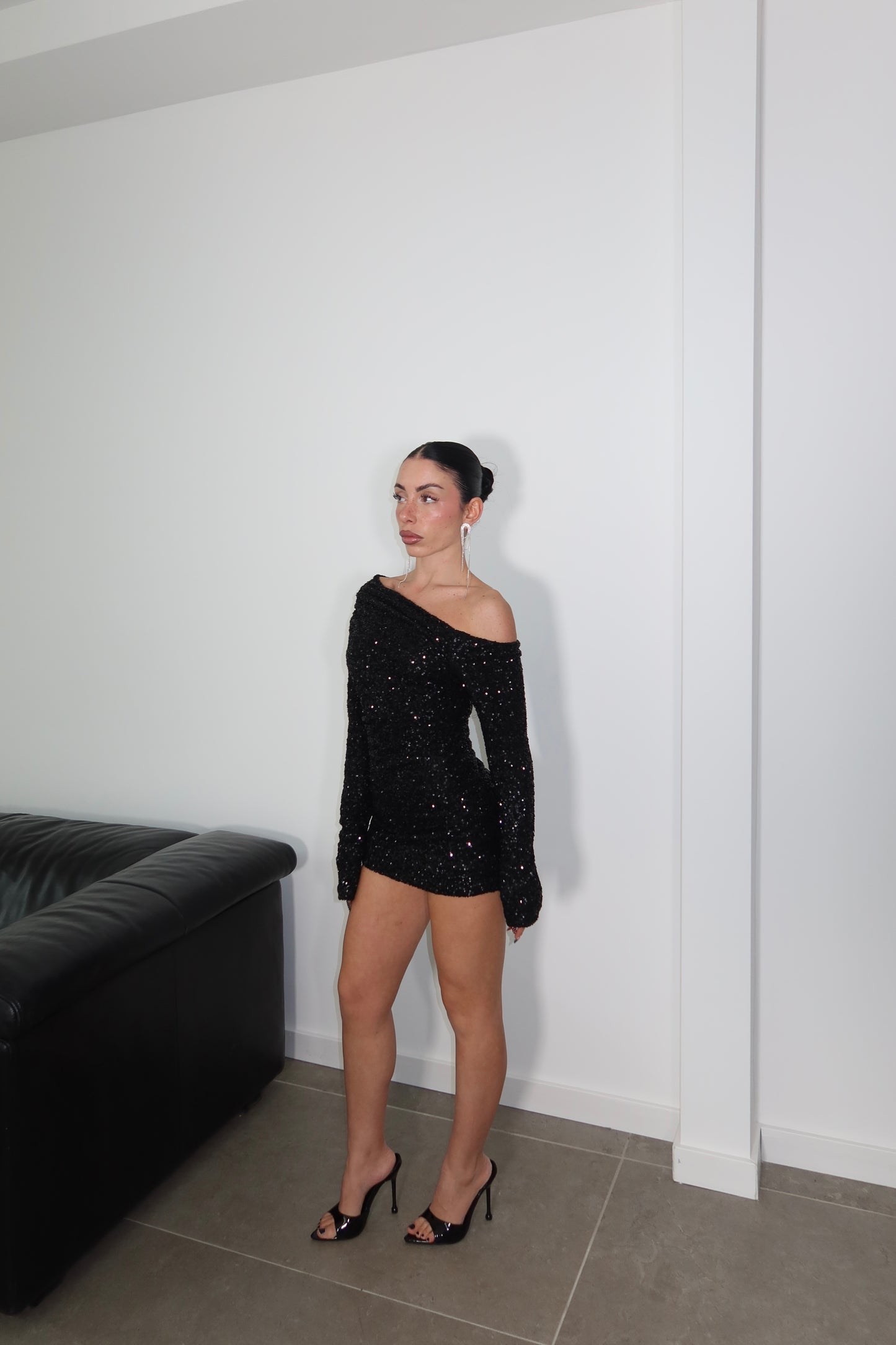 MiniDress KIM PAILLETTES nero