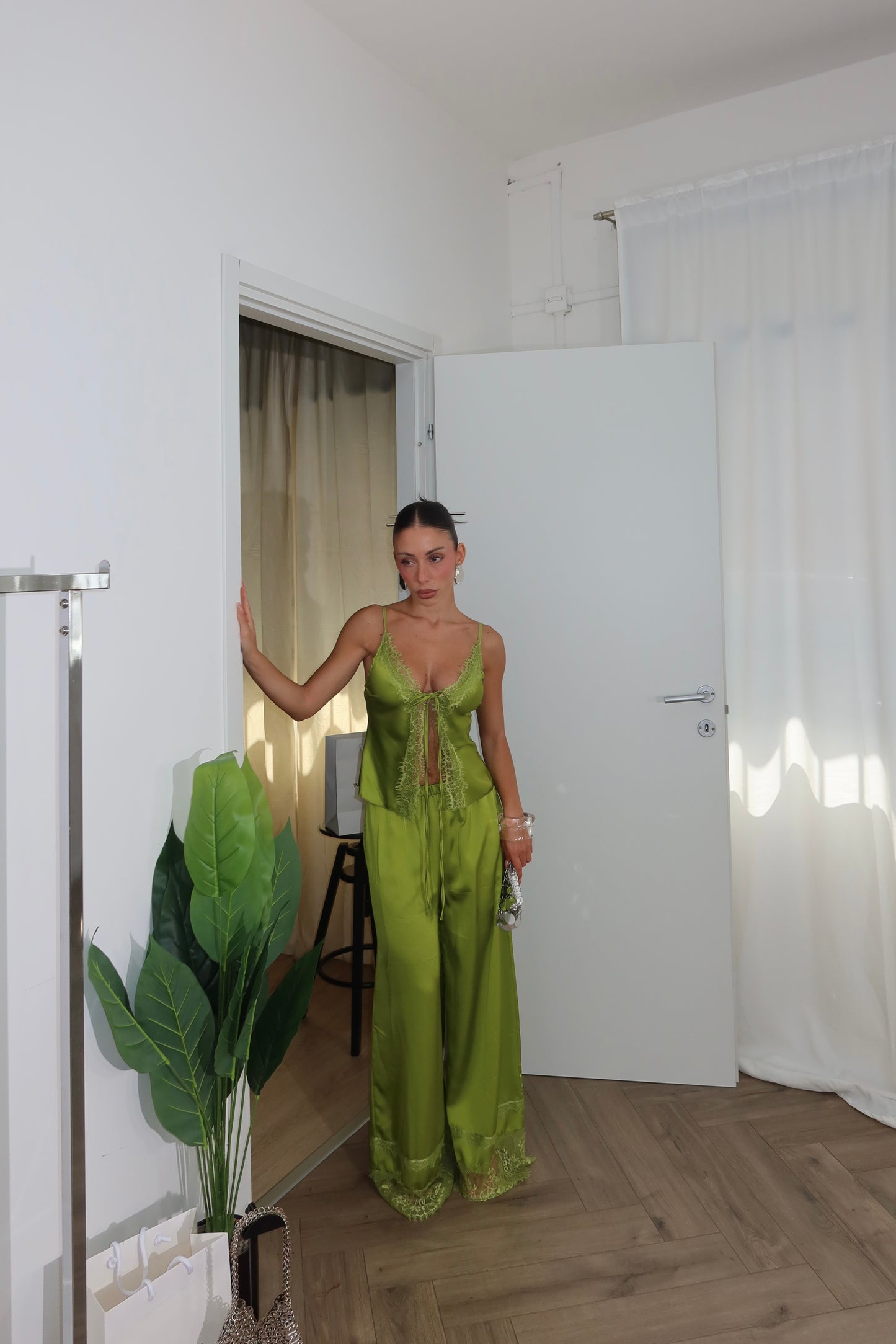 Cordset LOVER IN PIZZO verde acido