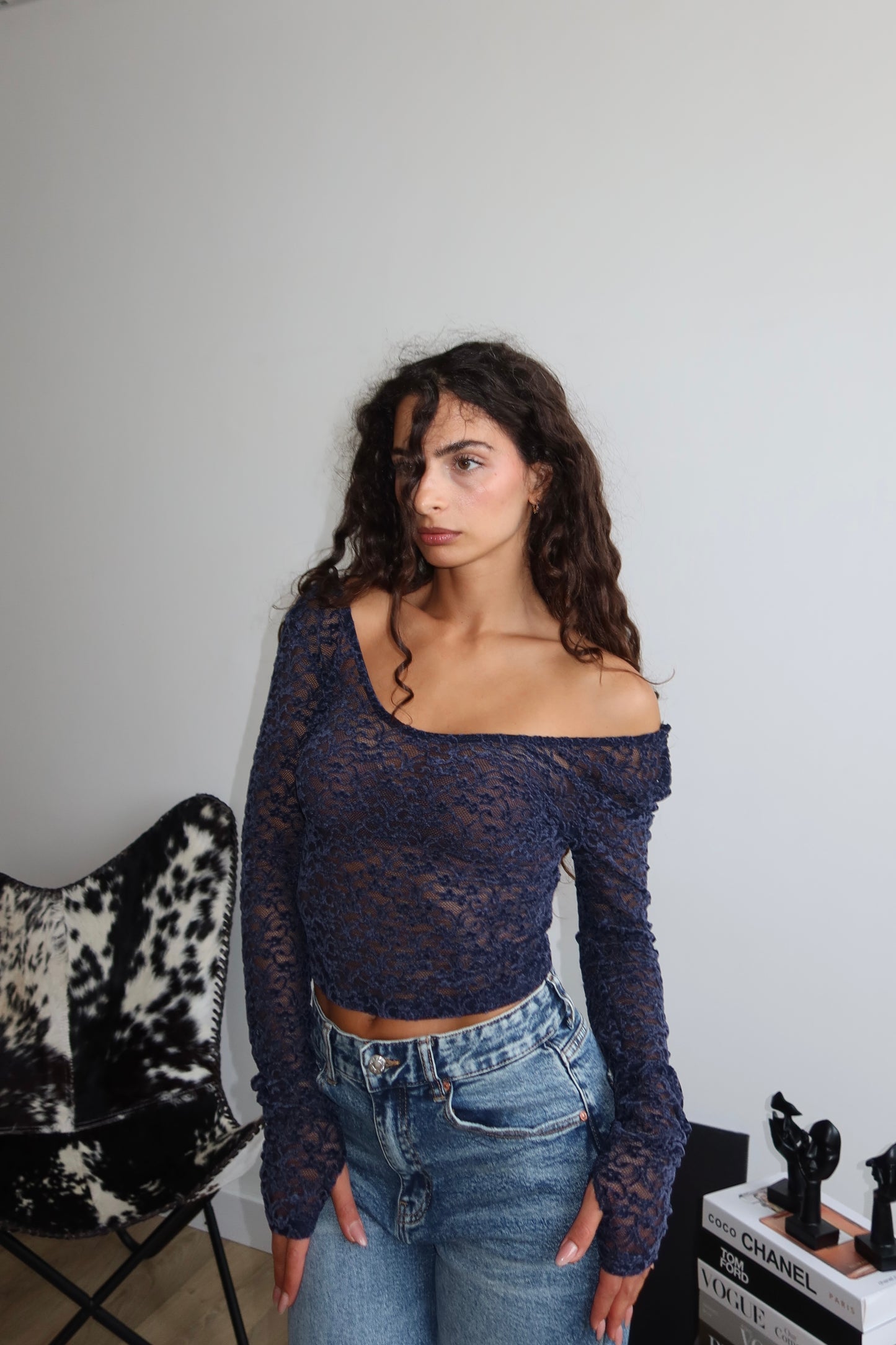 Maglia LOVELY FLOWER blu