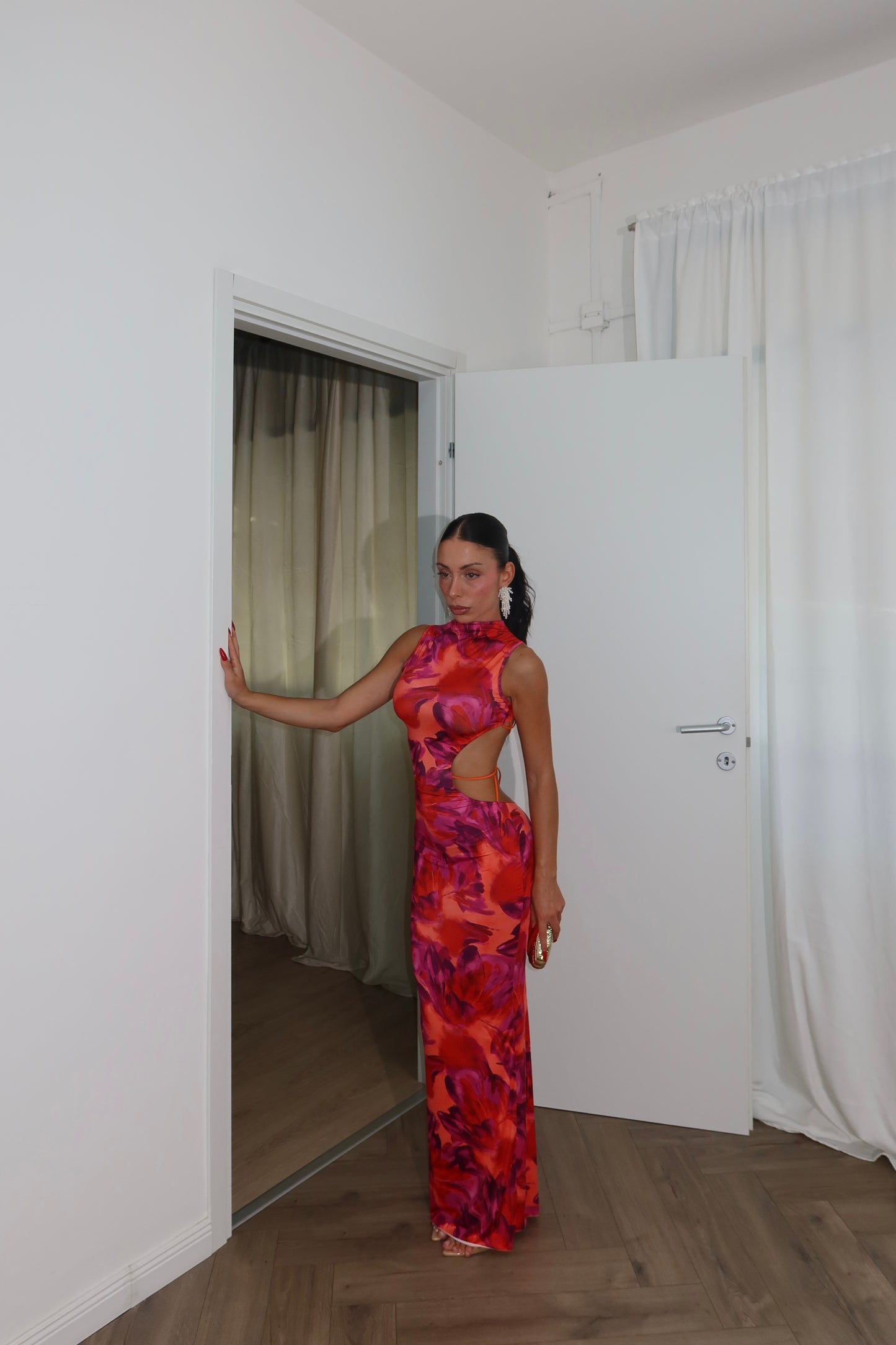 Long Dress KLELIA arancio/fucsia