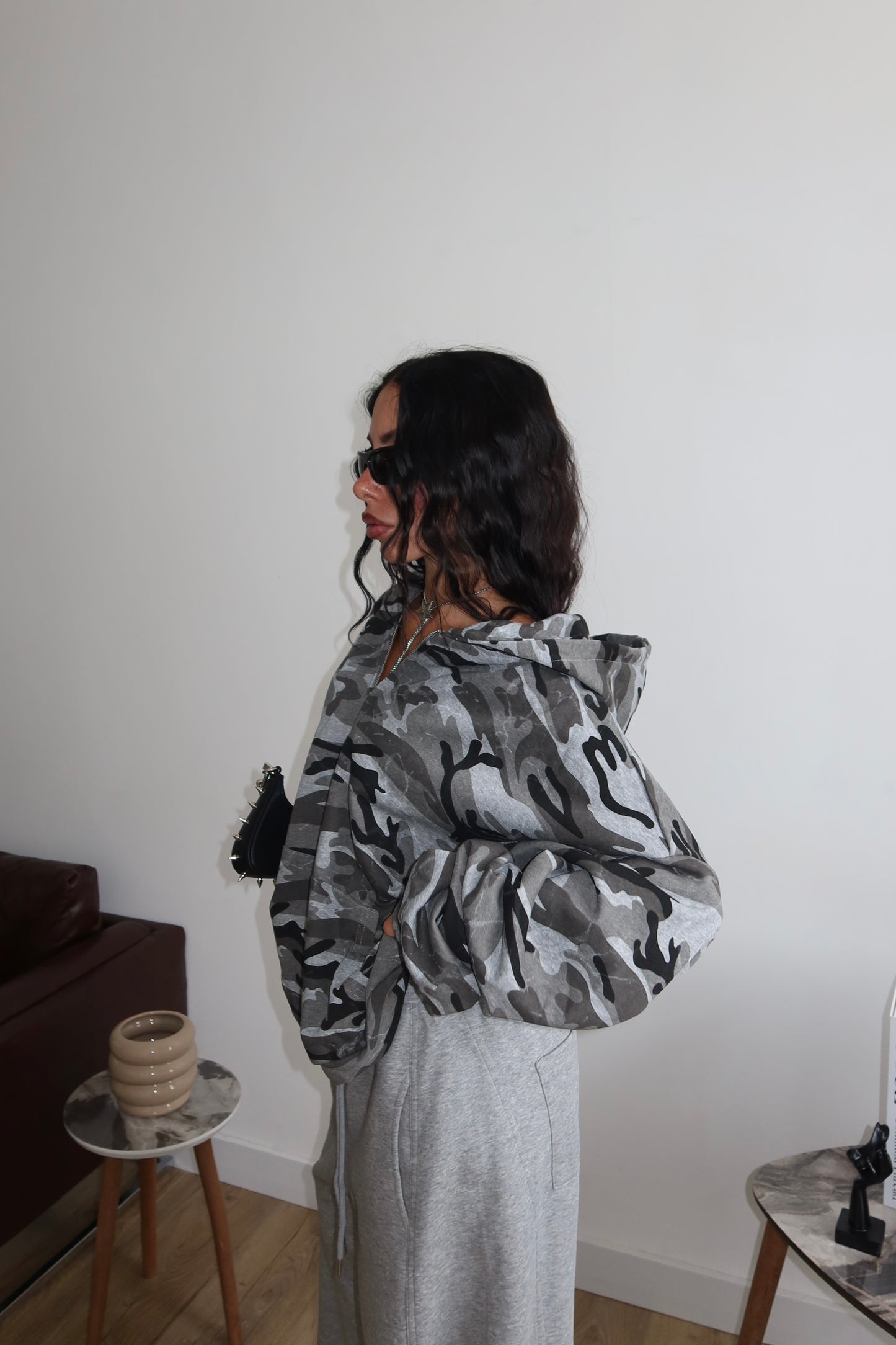 Felpa ZIP MILITARY grigia