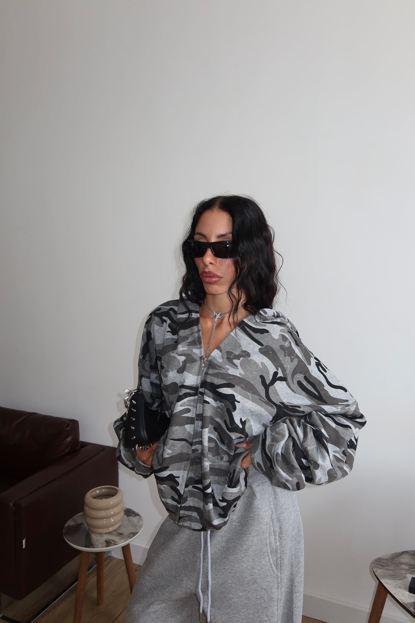 Felpa ZIP MILITARY grigia