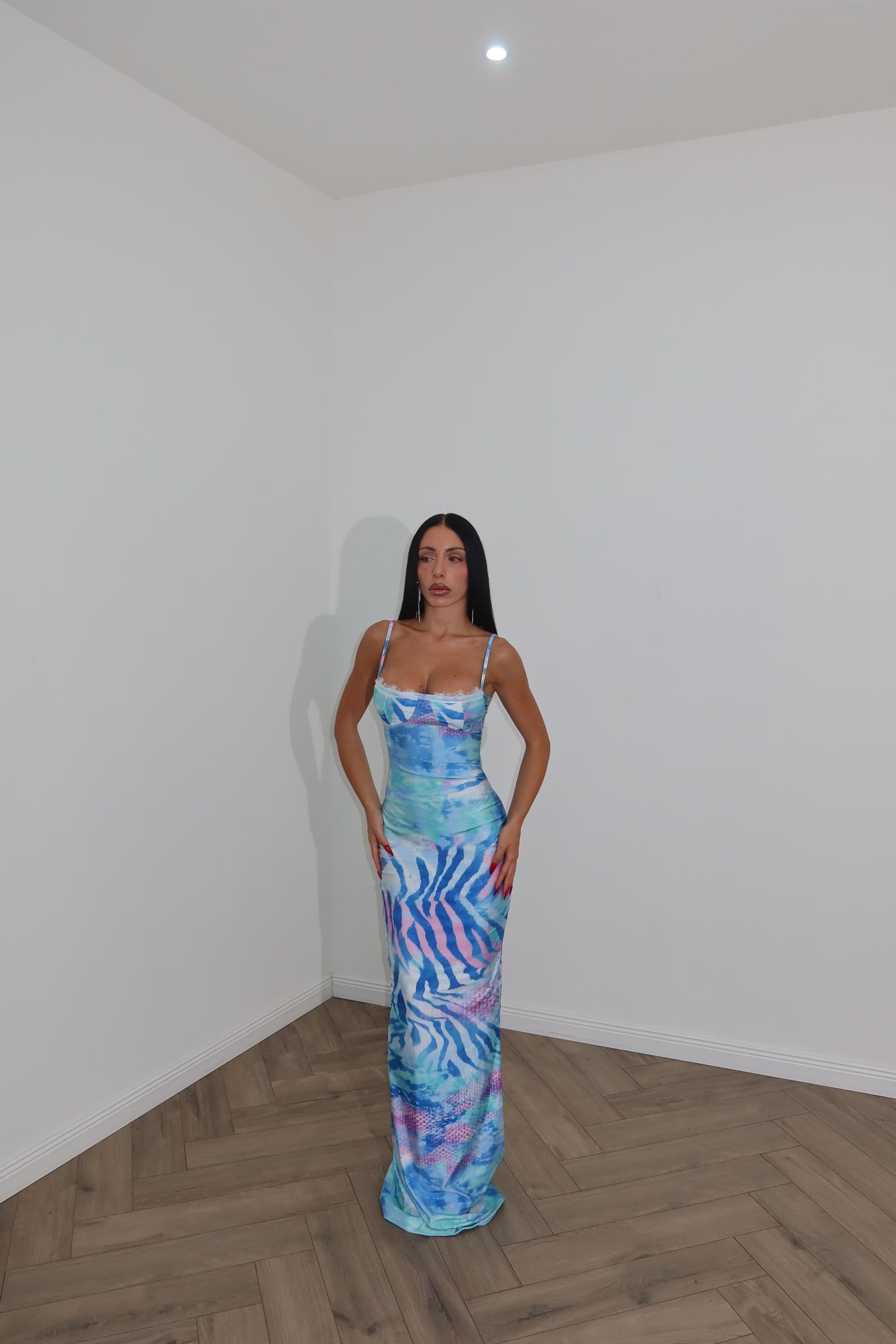 LongDress ACQUAMARINE azzurro animalier
