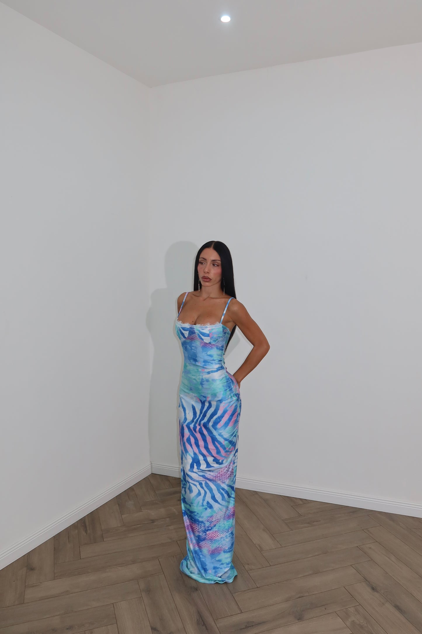 LongDress ACQUAMARINE azzurro animalier