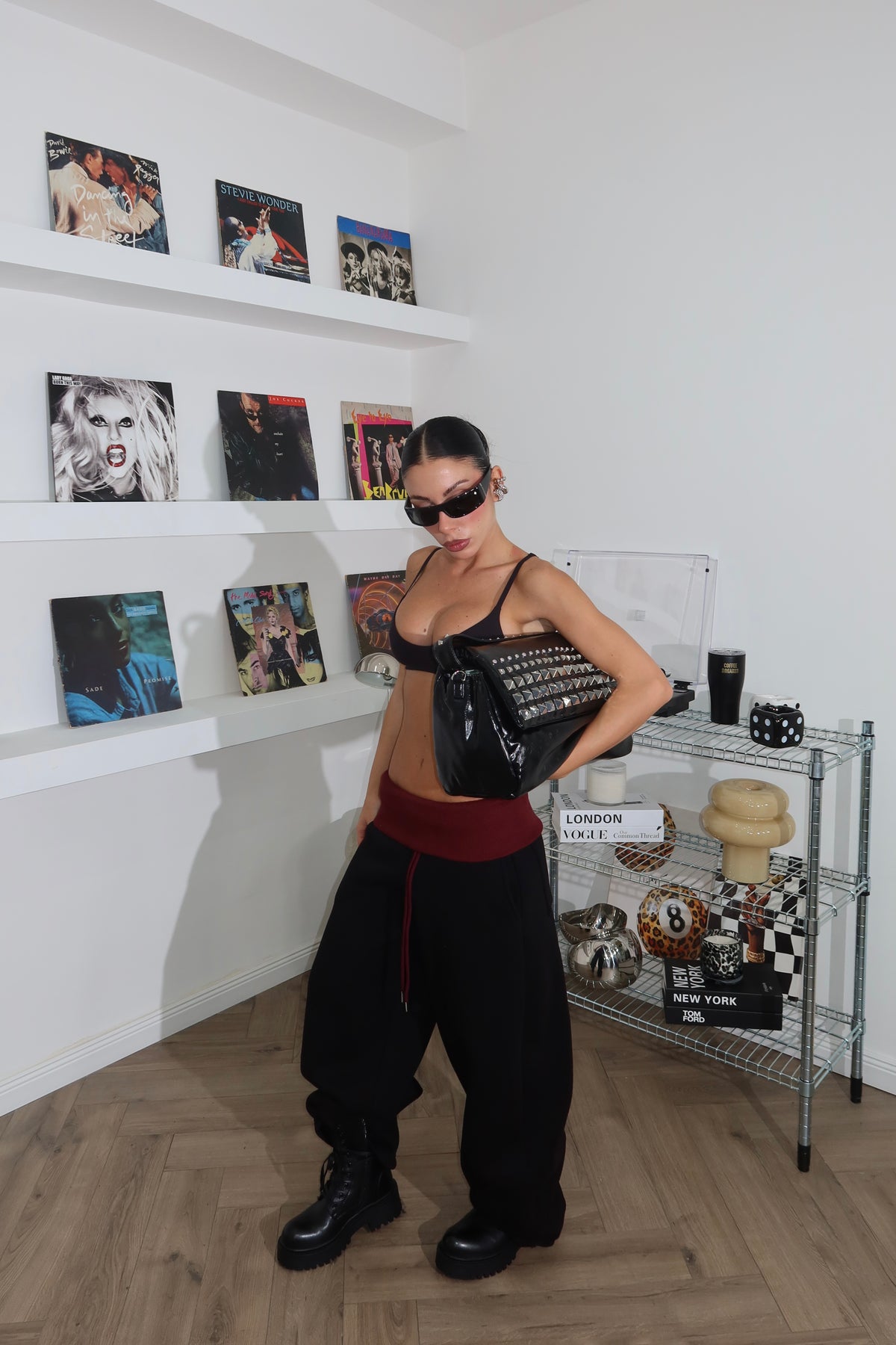 Pants VANNA nero/bordeaux