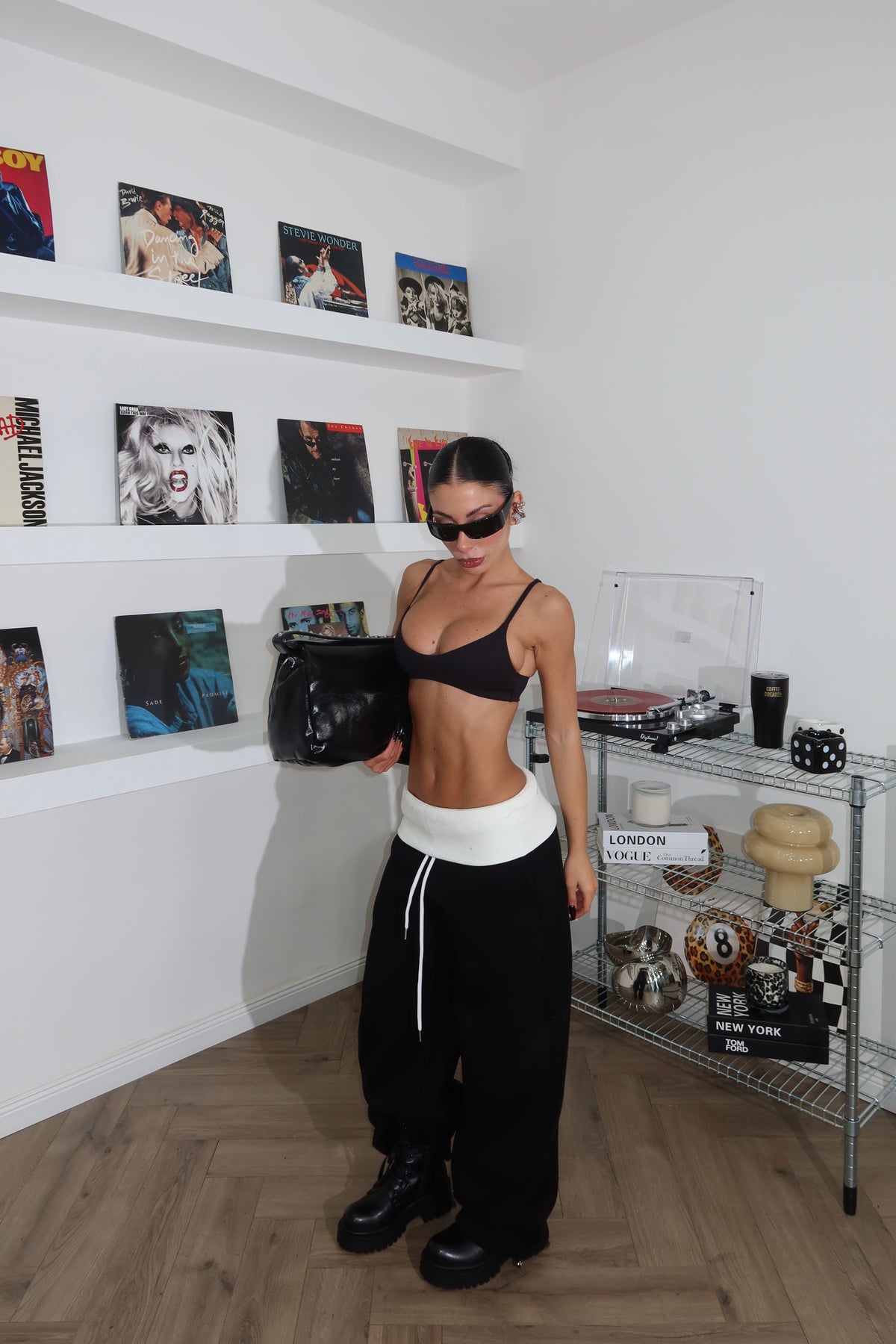 Pants VANNA nero/bianco